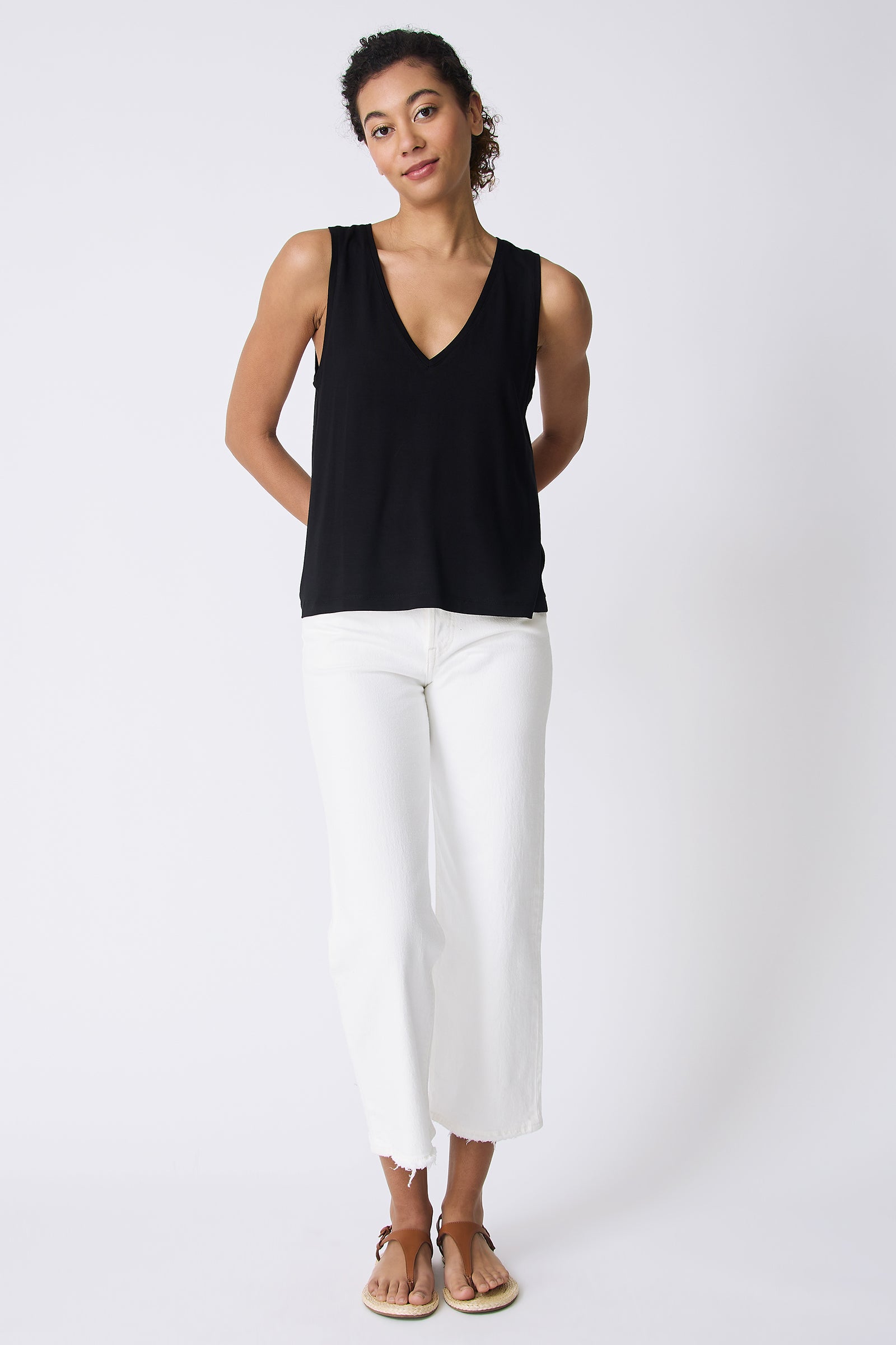 Kal Rieman Alina Tank in Black on model full front view