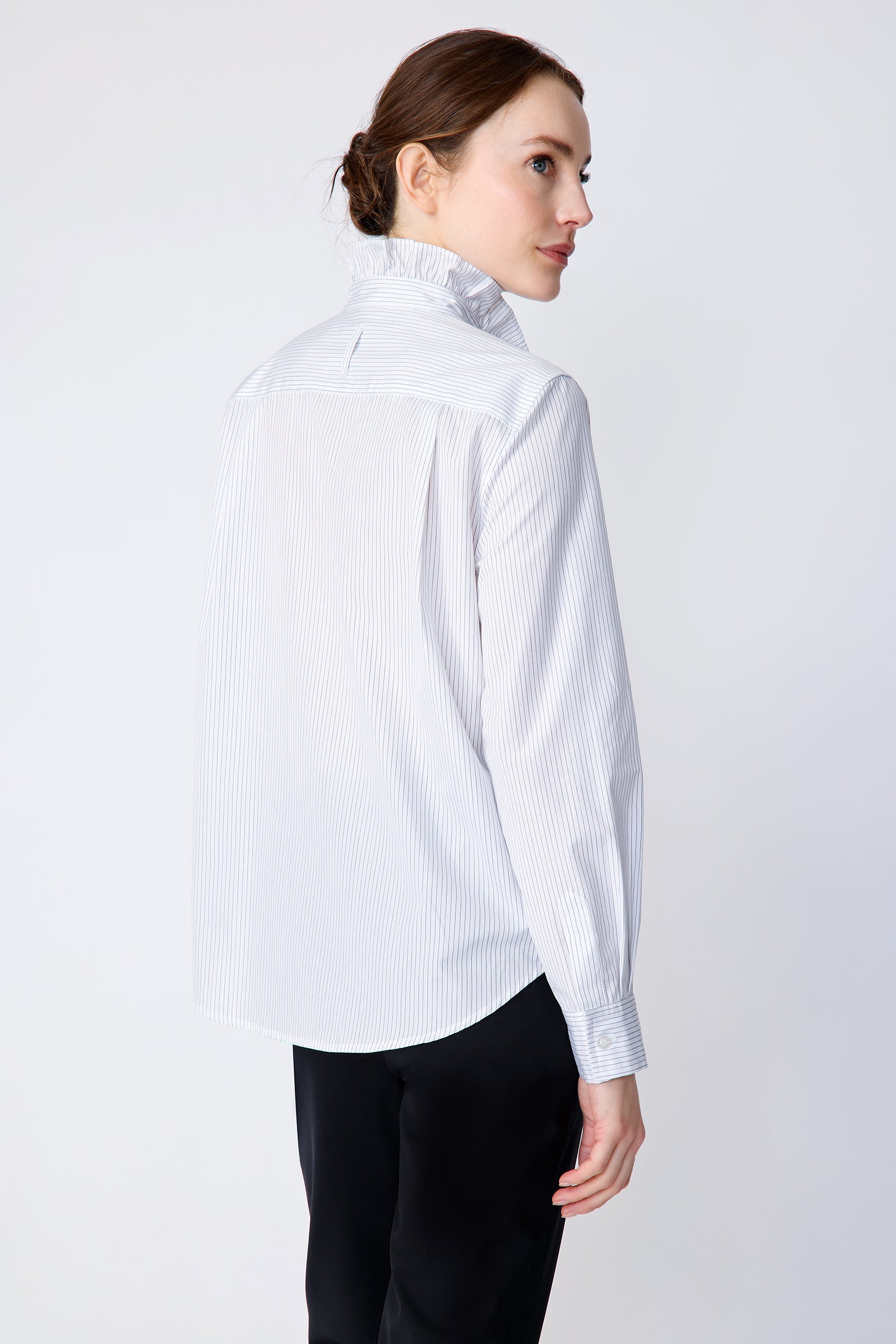 Kal Rieman Amy Ruffle Collar Shirt on model back view