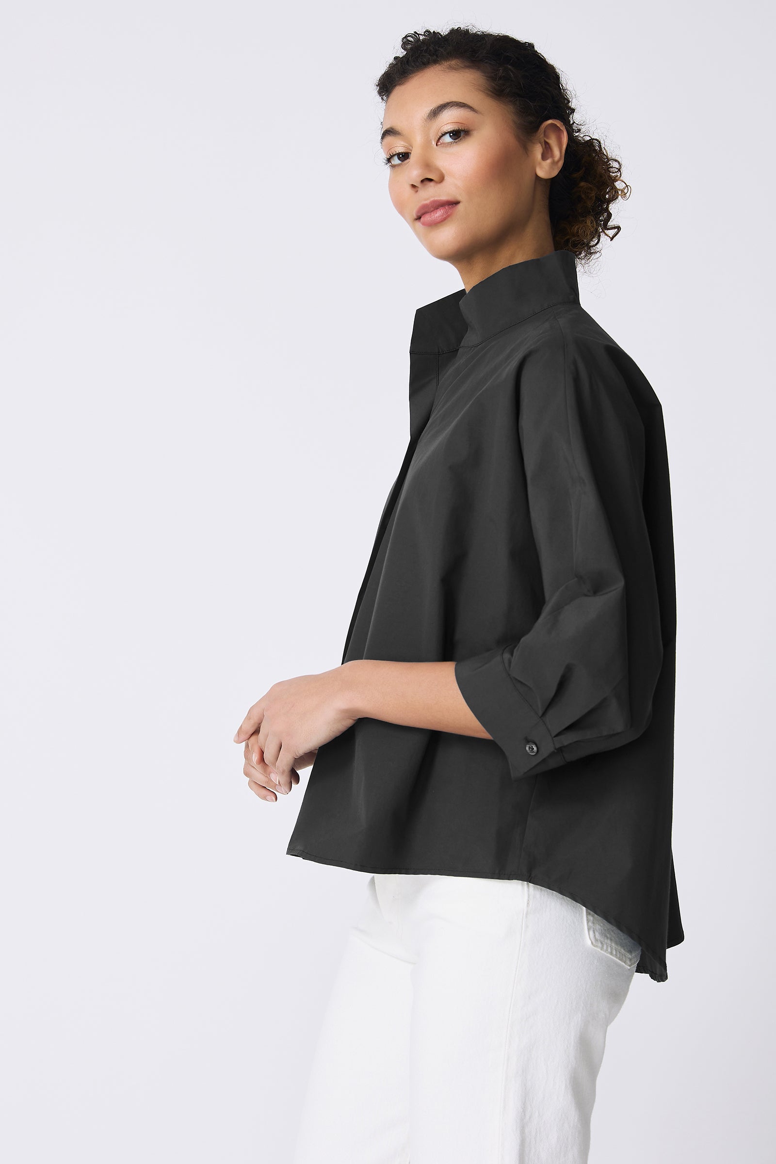Kal Rieman Avi Shirt in Black on model side view