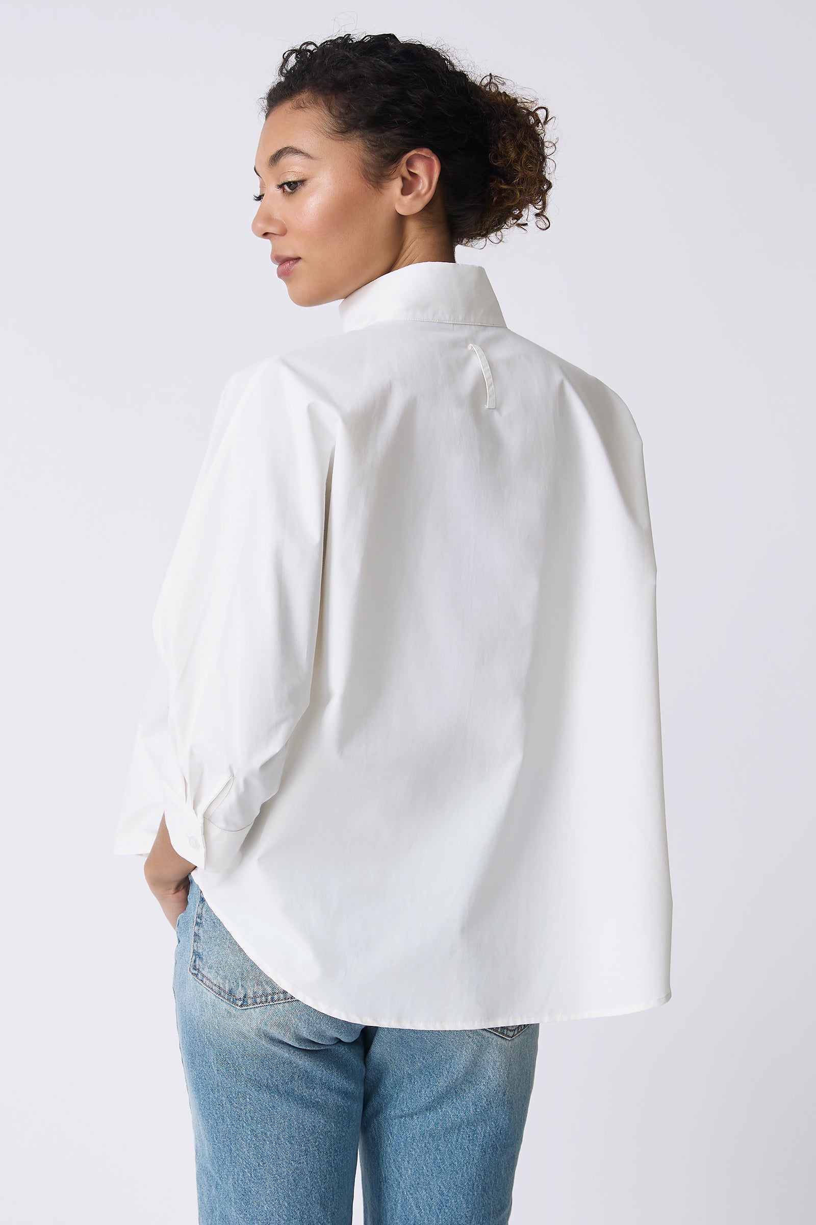 Kal Rieman Avi Shirt in Ecru on model back view