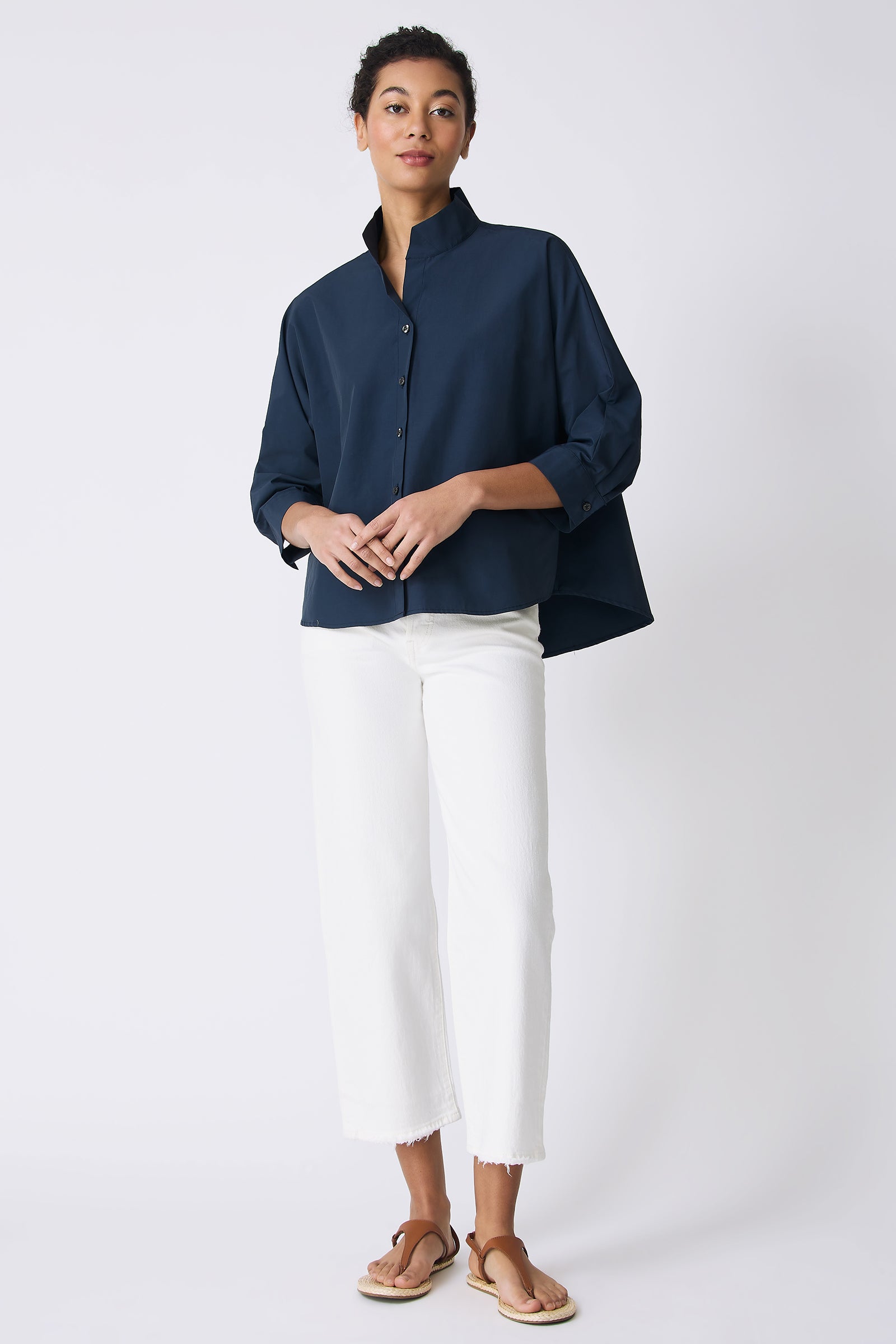 Kal Rieman Avi Shirt in Summer Navy on model full front view