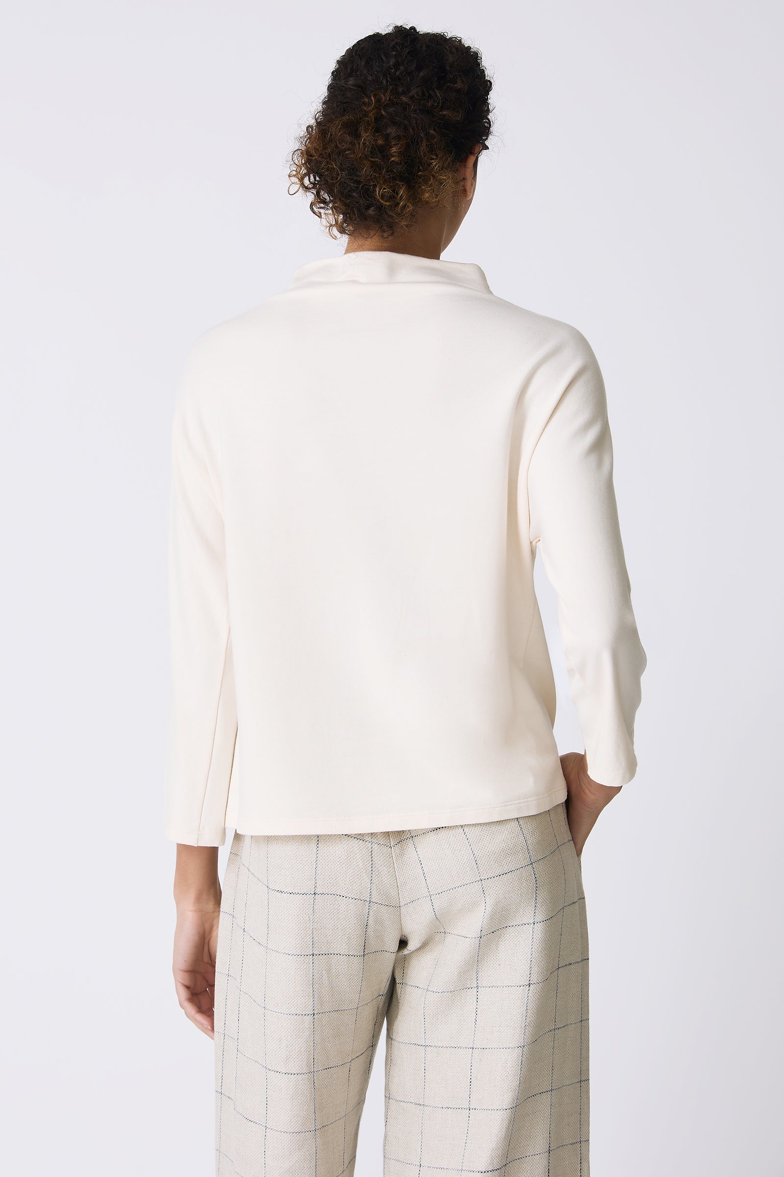 Kal Rieman Brigitte Mock Funnel Top in Ivory on model back view