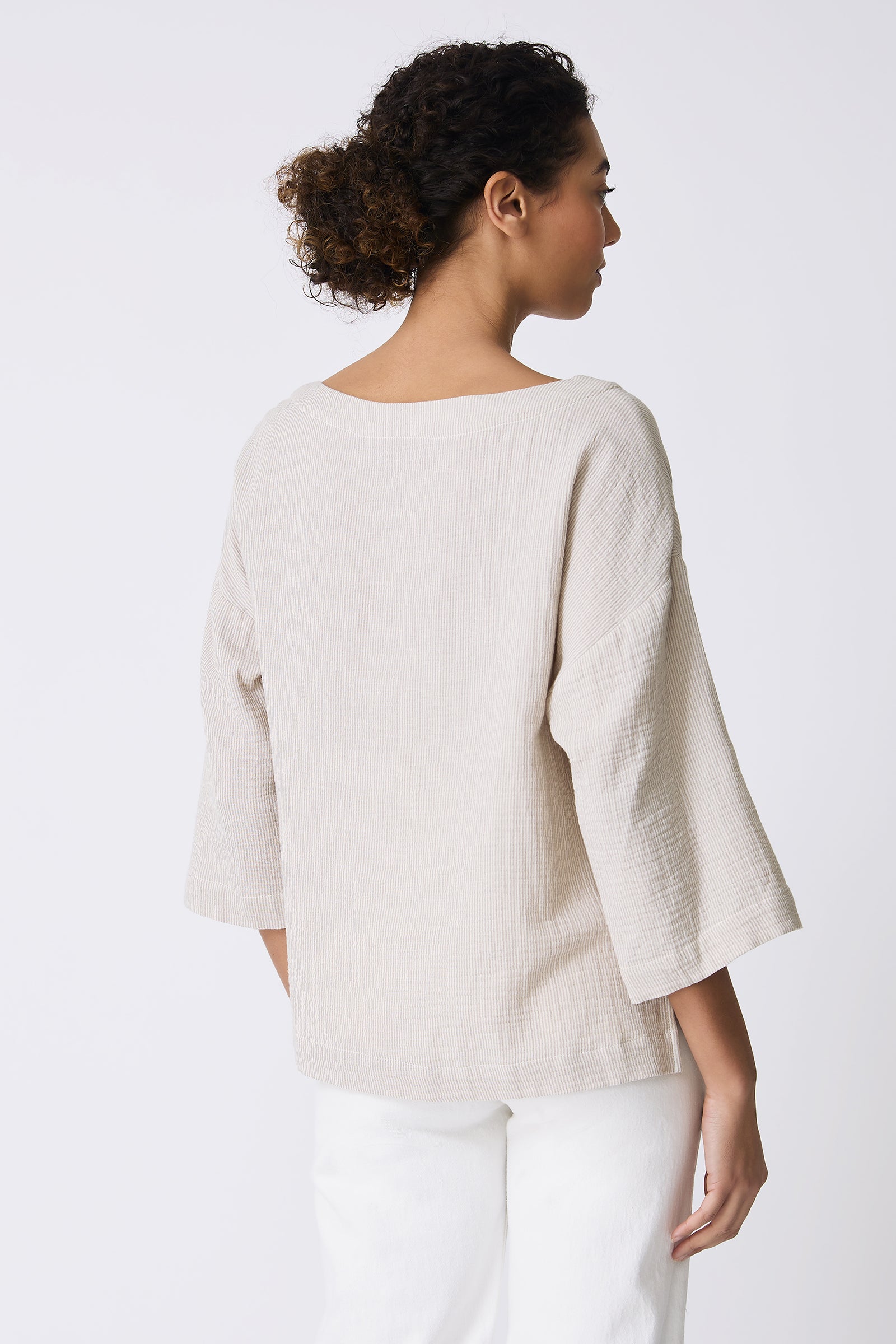Kal Rieman Carmen Pocket Tee in Beige on model back view