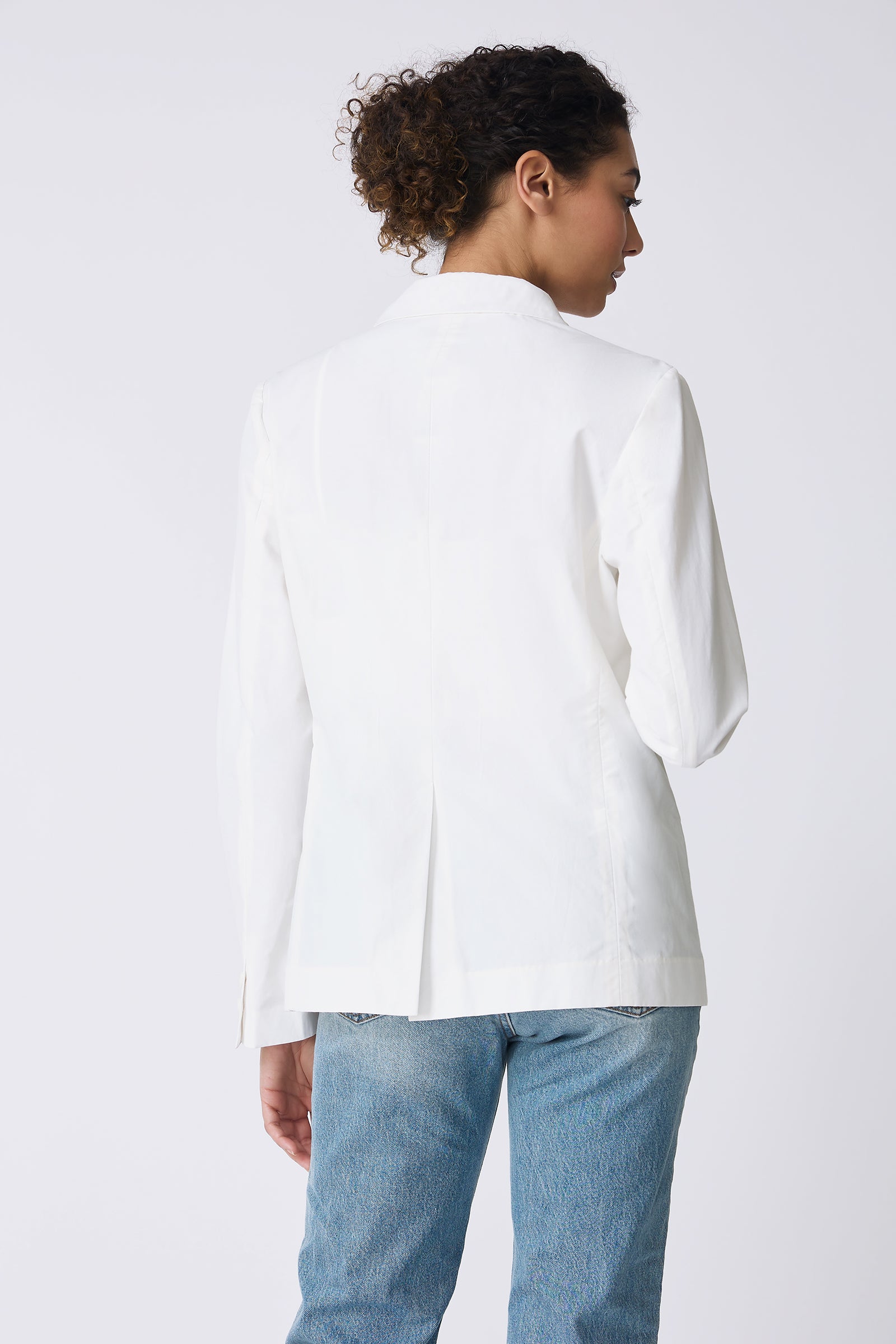 Kal Rieman Castel Patch Pocket Blazer in Ecru on model back view