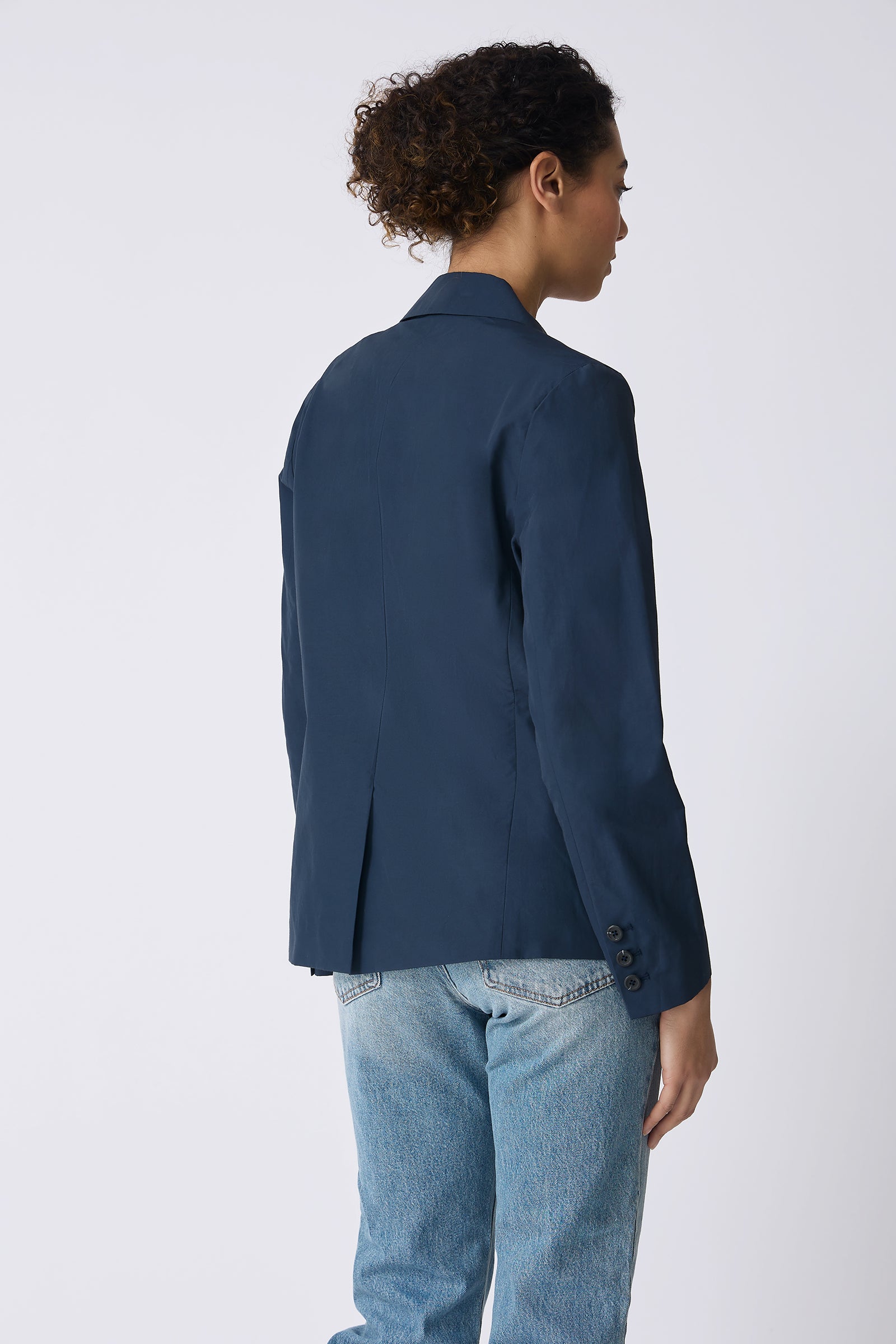 Kal Rieman Castel Patch Pocket Blazer in Summer Navy on model back view