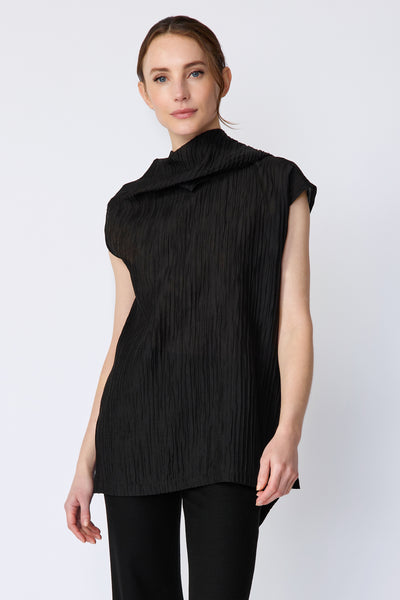 Women's Scarf Neck Tunic – Claudia Black Blouse – KAL RIEMAN