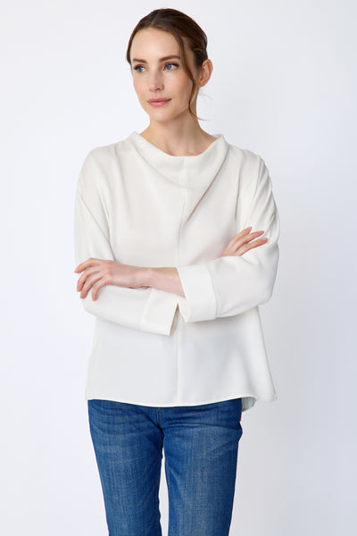 Elena Drape Top – Elegant Women's Top for Work – KAL RIEMAN