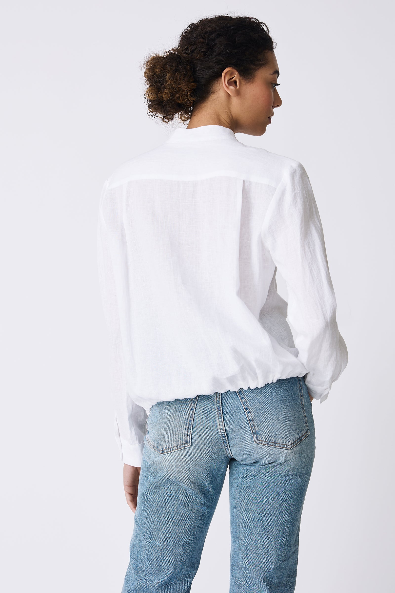 Kal Rieman Ella Drawstring Shirt in White on model back view