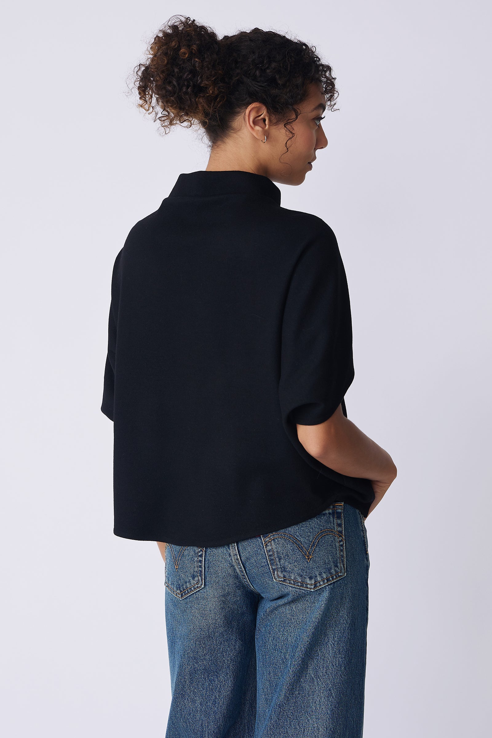 Kal Rieman Elsa Cape Top in black on model back view