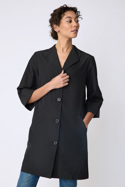 Else Peacoat in Black with Roll Collar and Back Flap – KAL RIEMAN