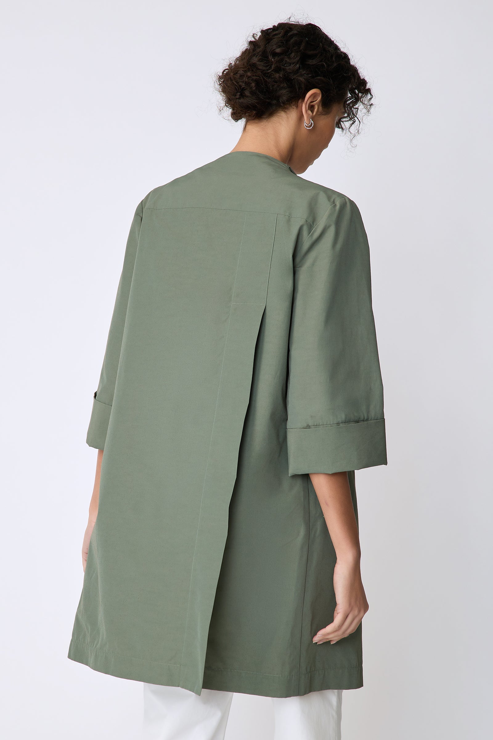Kal Rieman Else Peacoat in Italian Broadcloth cactus on model back view