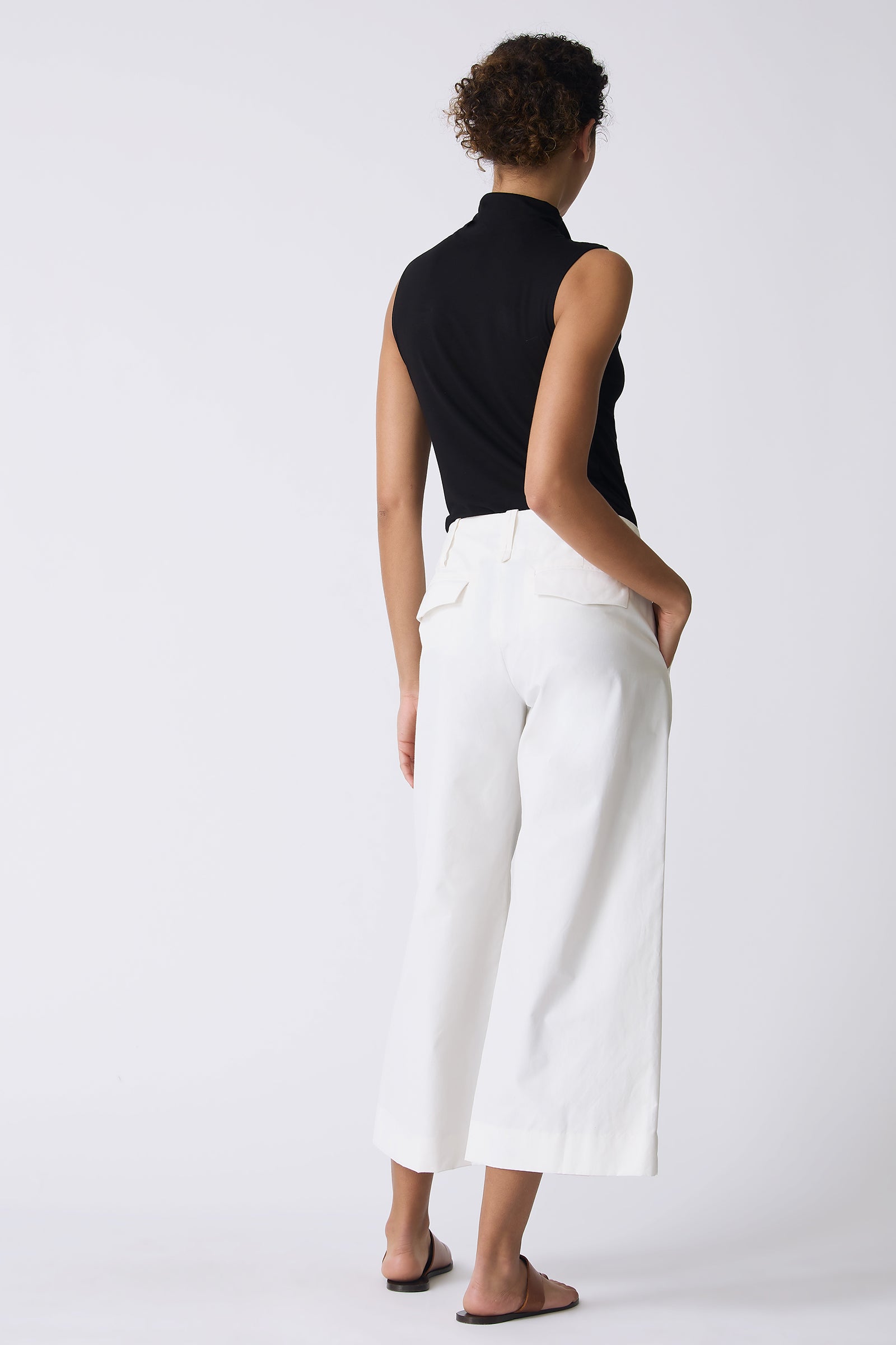 Kal Rieman Gabby Crop Pant in Ecru on model full back view