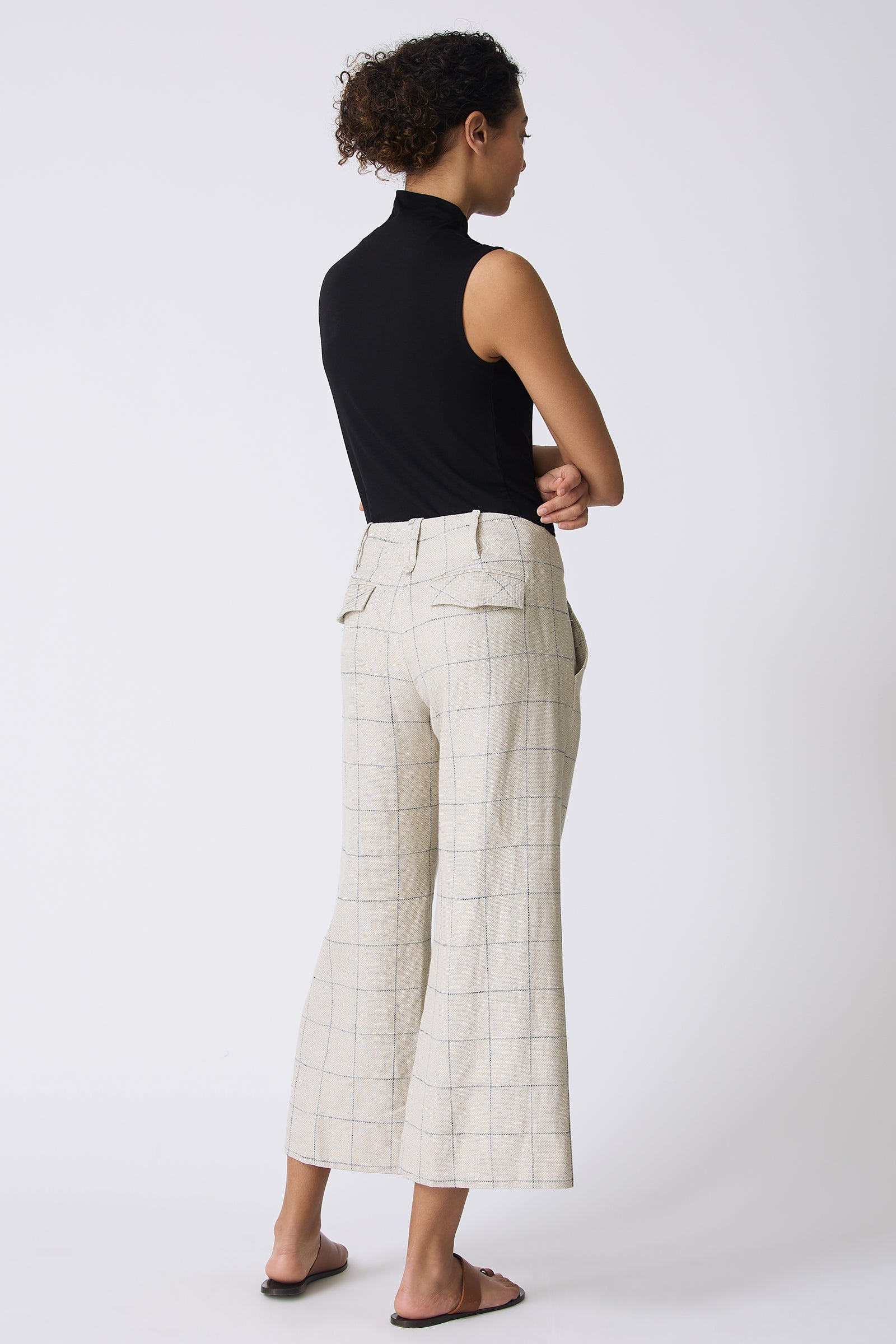 Kal Rieman Gabby Crop Pant in Windowpane on model full back view