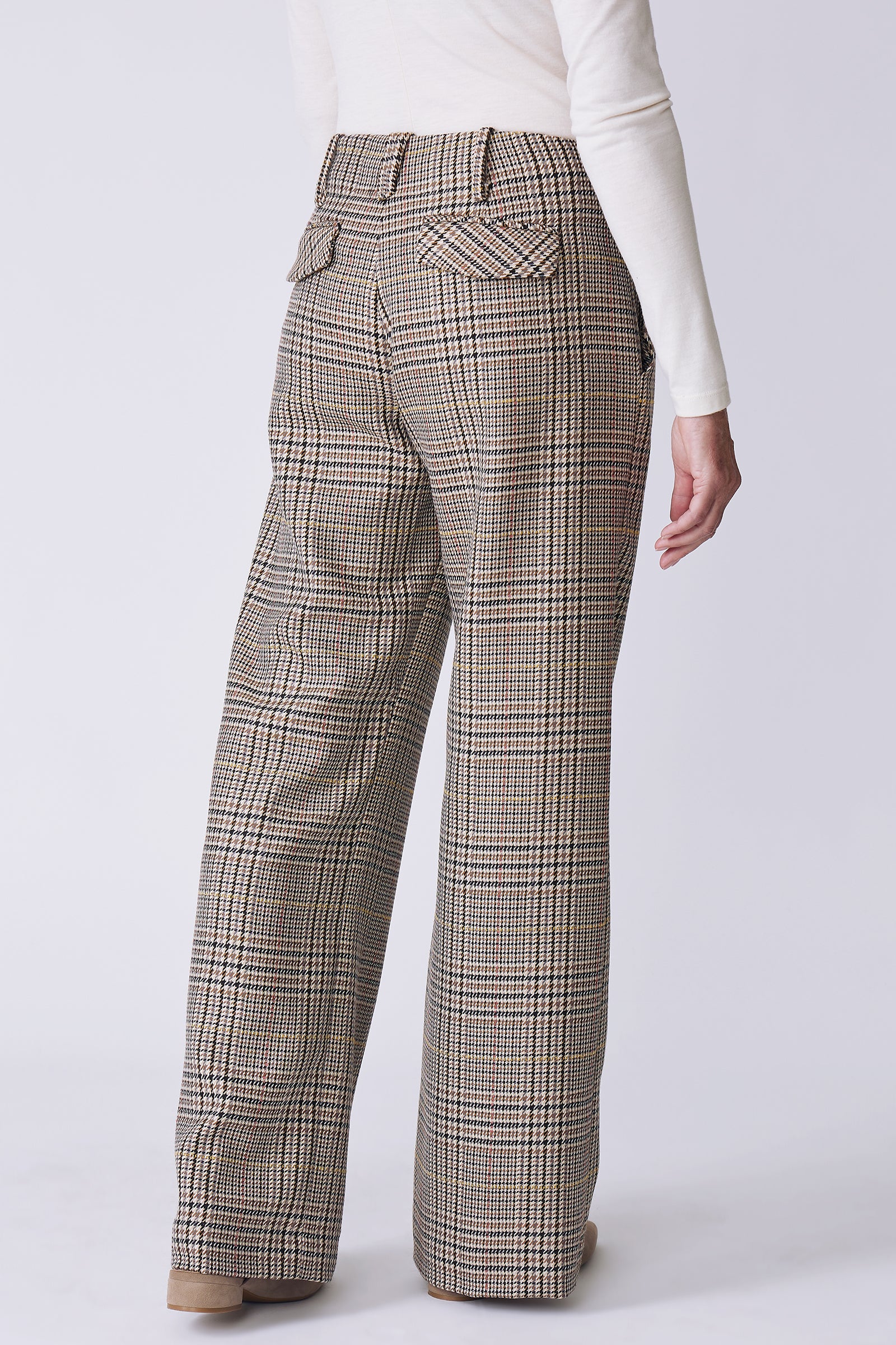 Kal Rieman Gabby Trouser in plaid on model back view detail