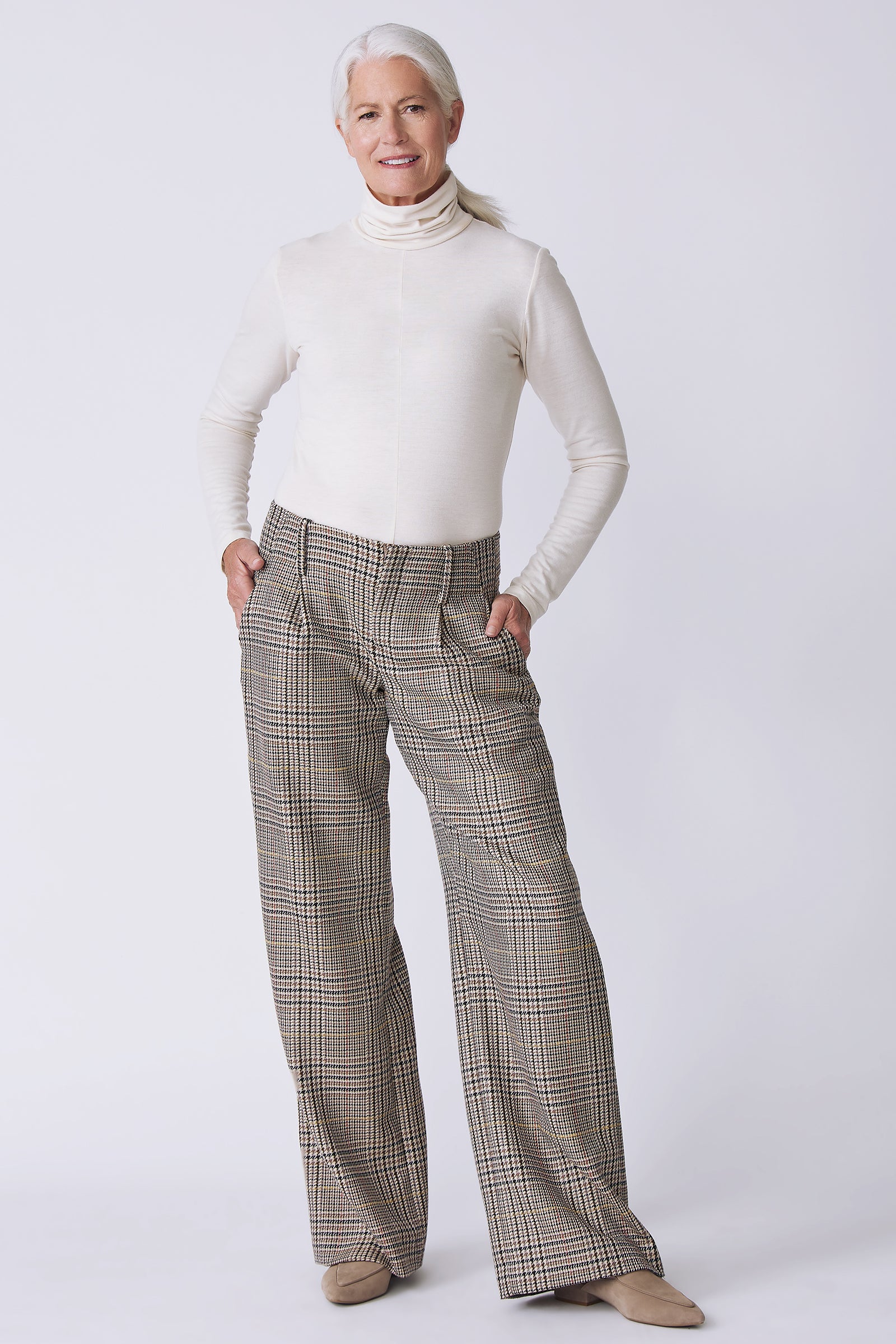 Kal Rieman Gabby Trouser in plaid on model front view full