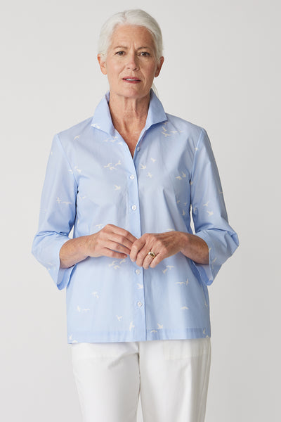 OVY Cotton Poplin Pin Check Wide Shirts