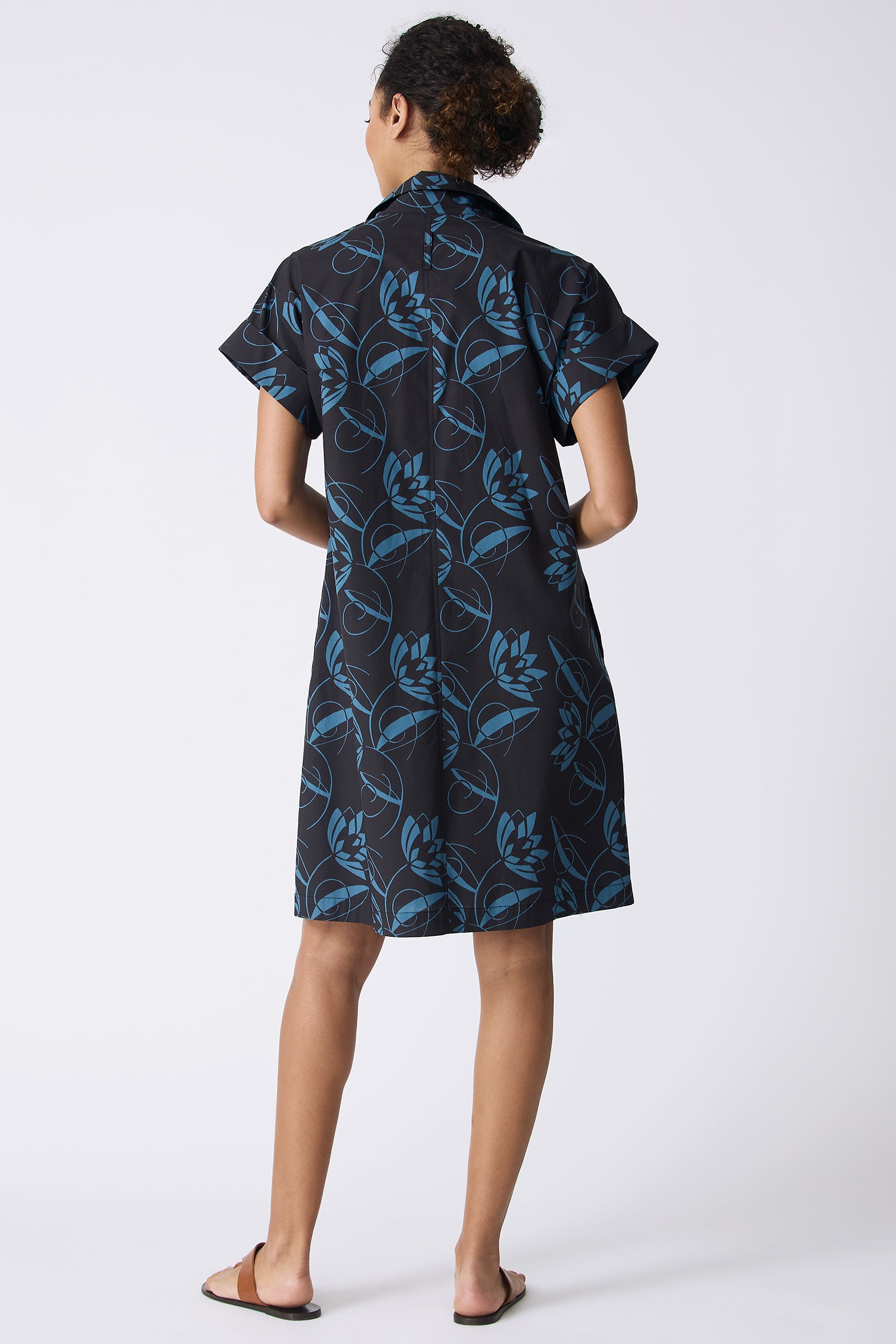 Kal Rieman Holly Kimono Dress in Lotus Print on model full back view