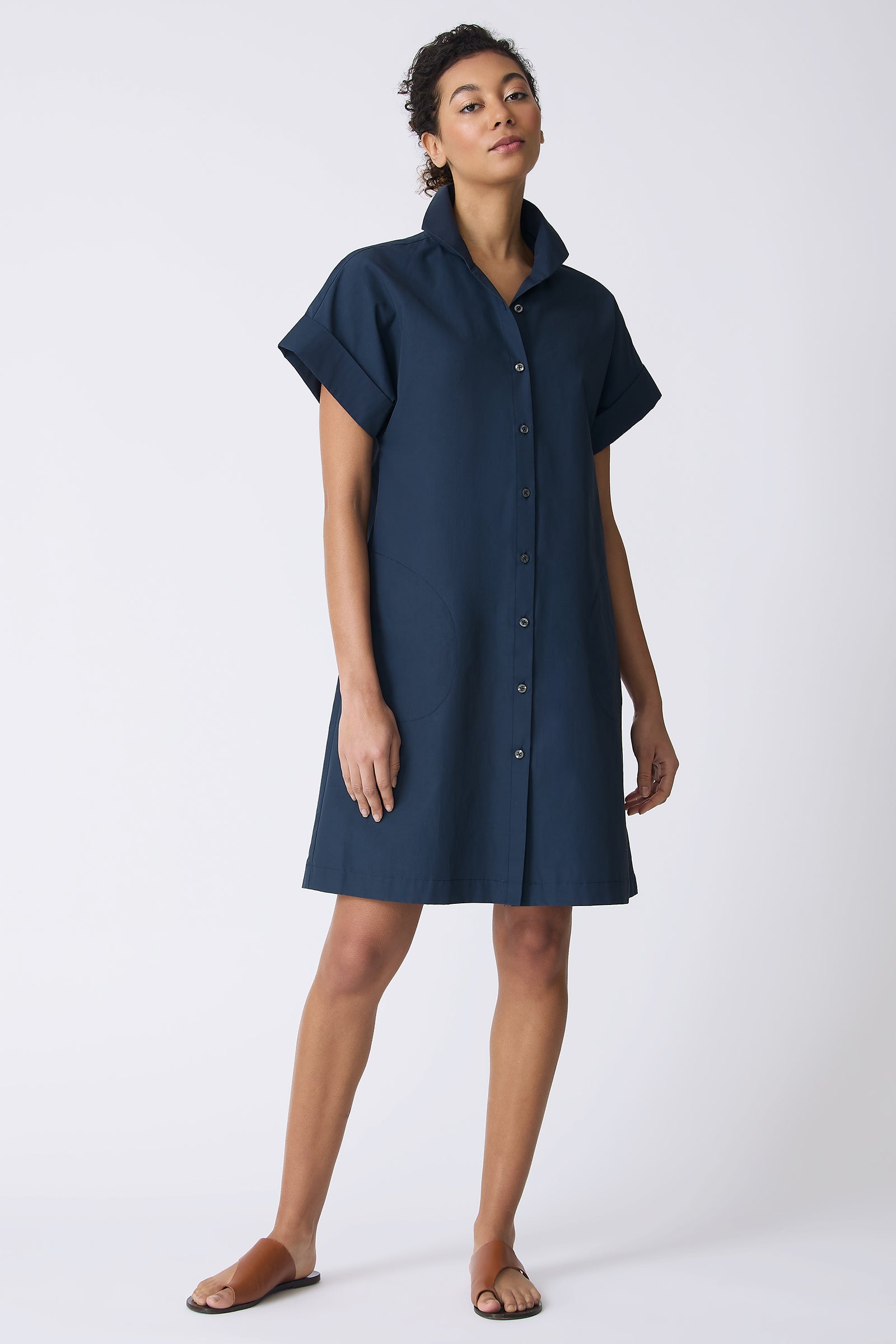 Kal Rieman Holly Kimono Dress in Summer Navy on model full front view