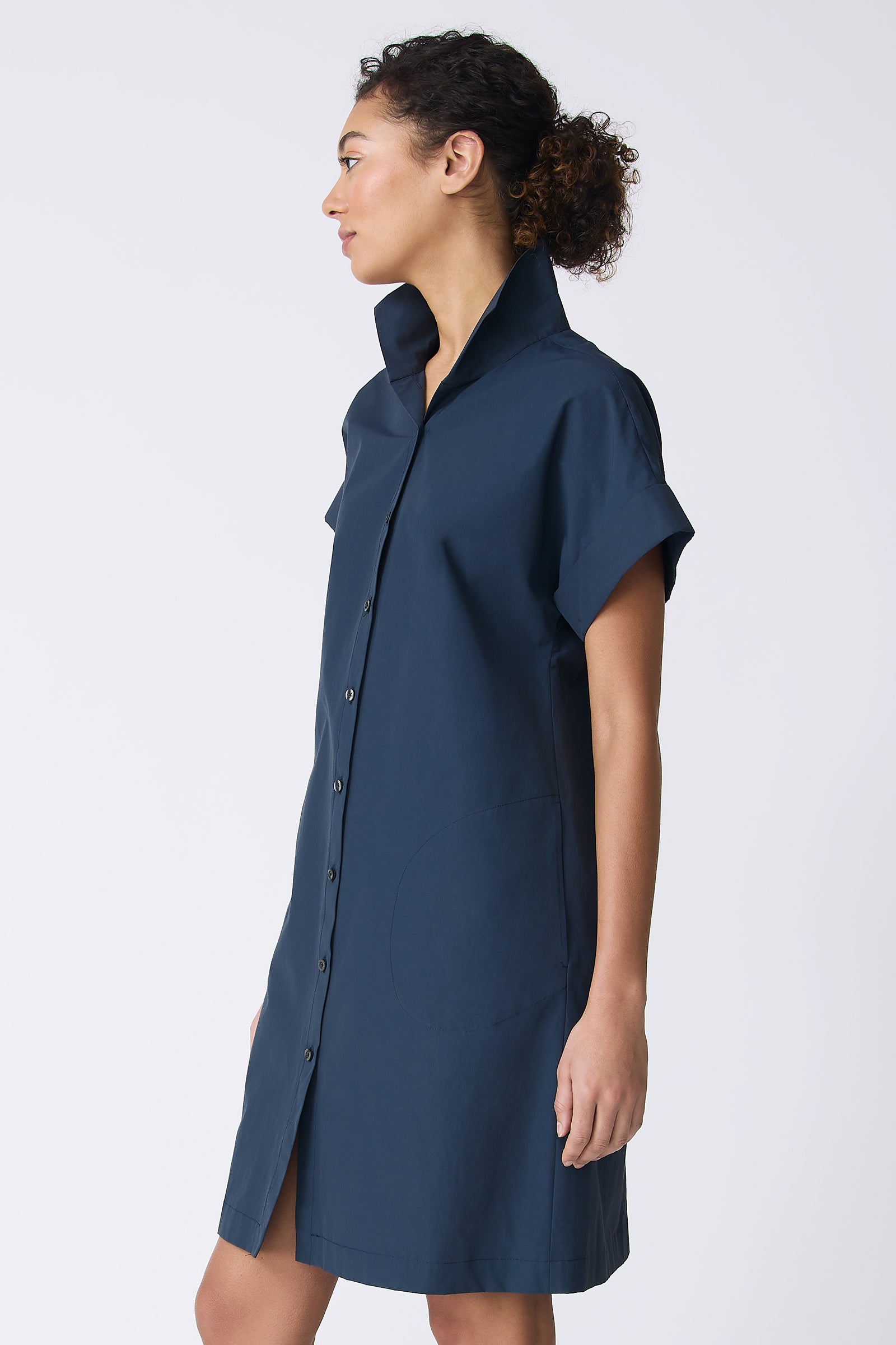 Kal Rieman Holly Kimono Dress in Summer Navy on model side view