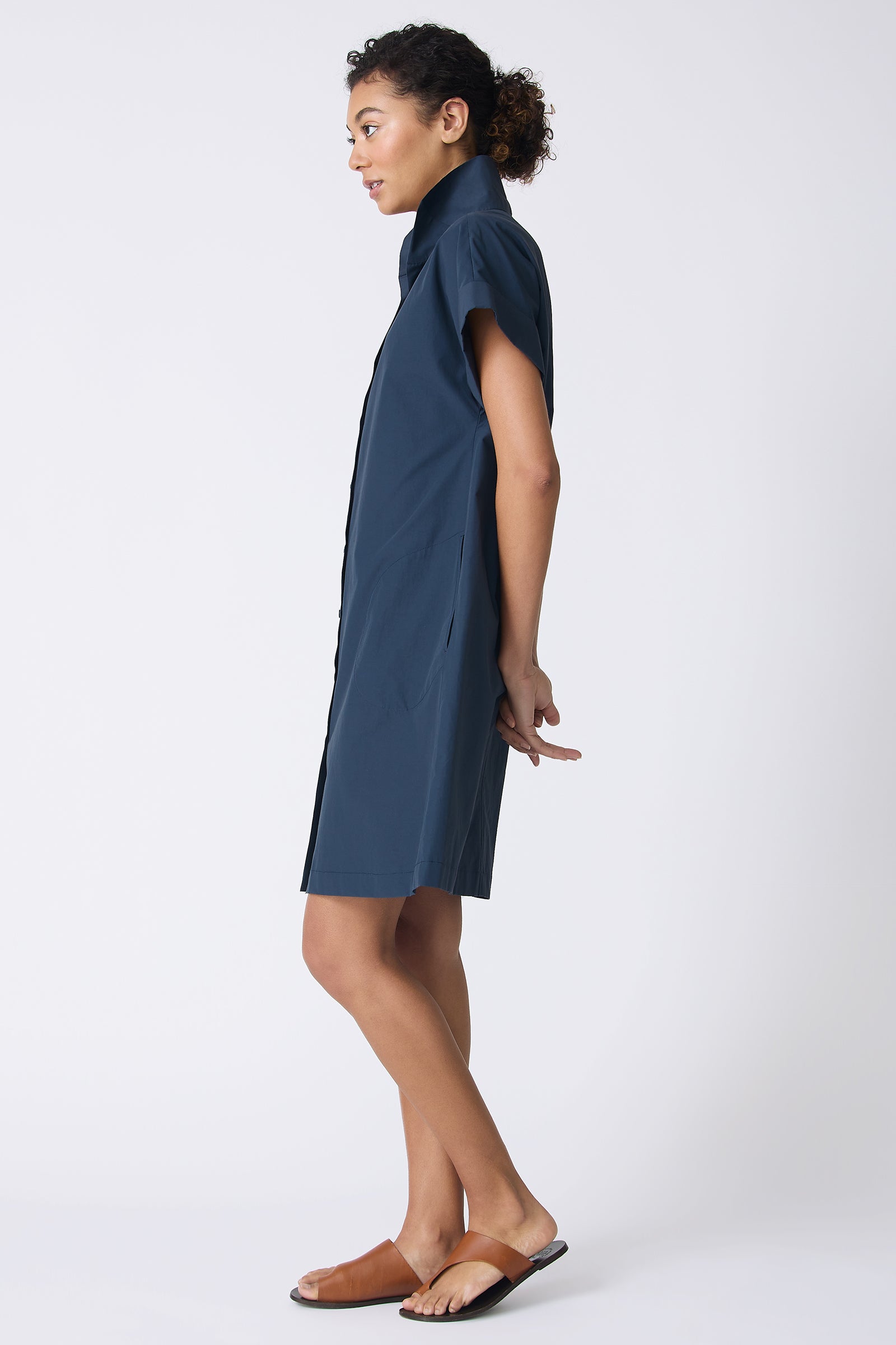 Kal Rieman Holly Kimono Dress in Summer Navy on model full side view