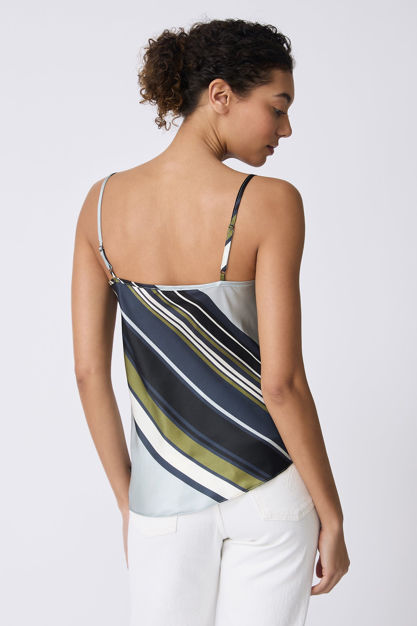 Kal Rieman Ivy Cowl Cami in Multi Stripe on model back view
