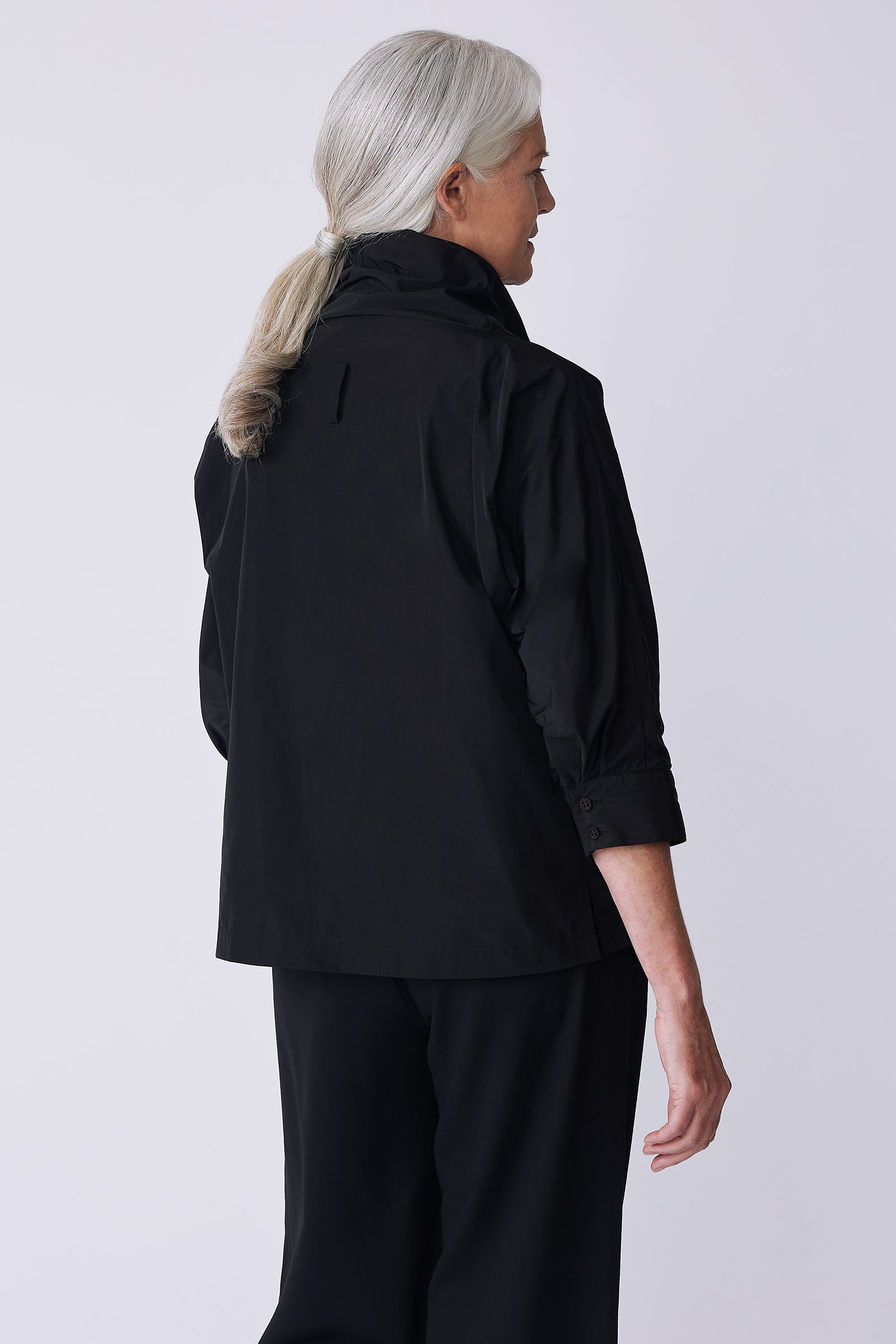 Kal Rieman Julia Taffeta Top in black on model back view