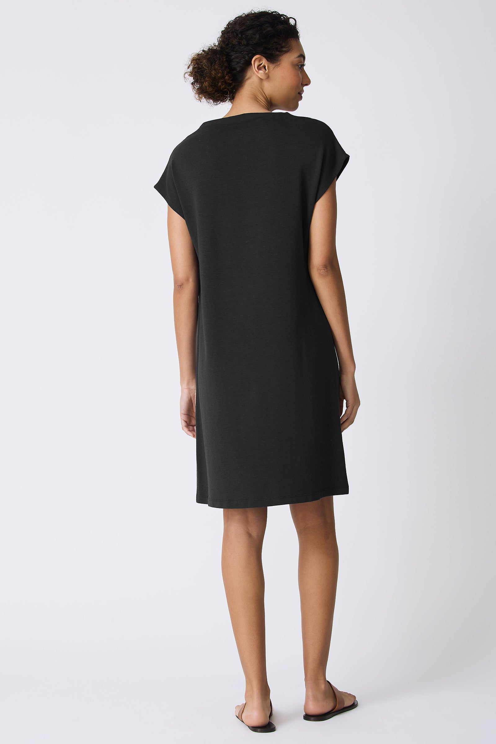 Kal Rieman Luca Cowl Dress in Black on model full back view