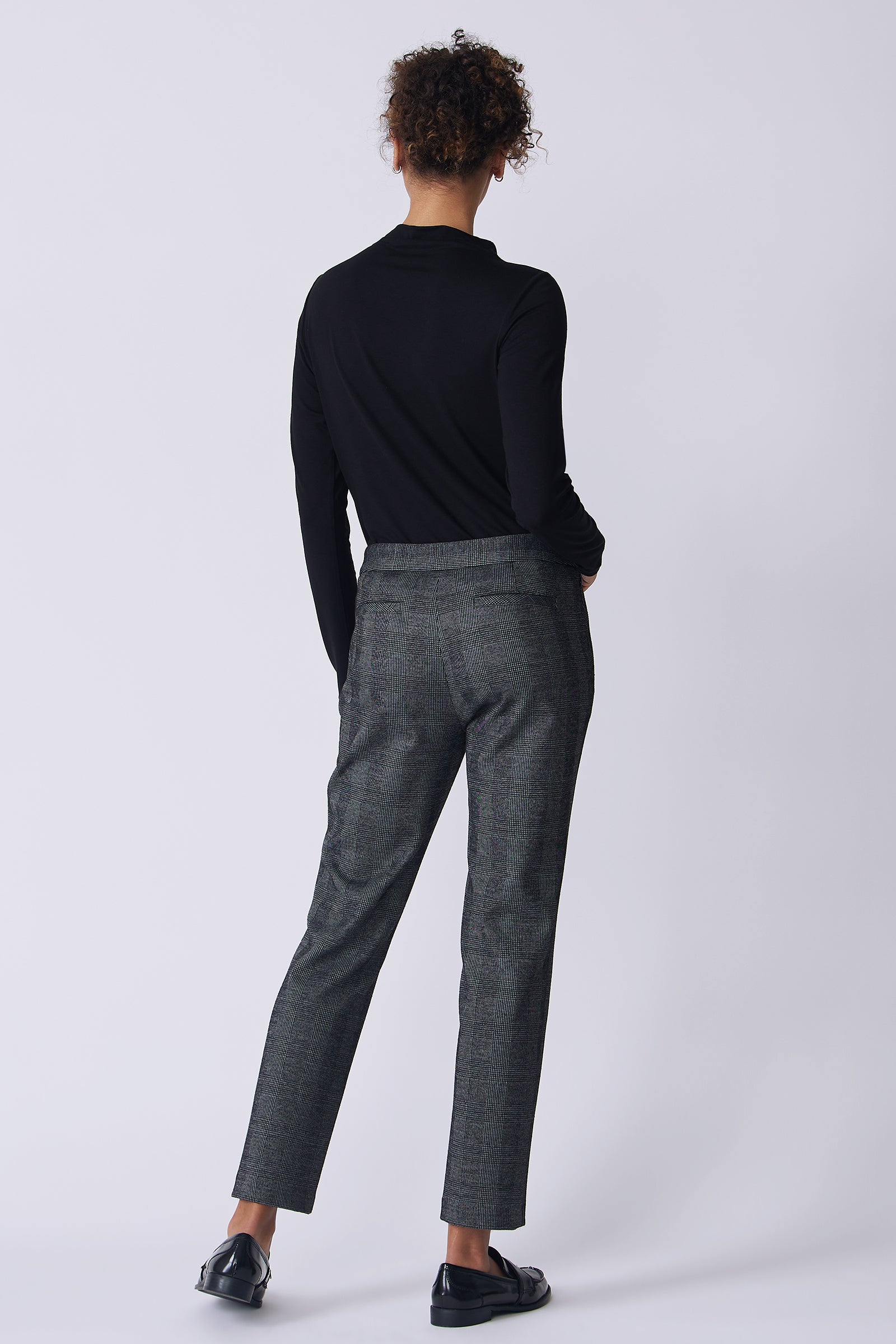 Kal Rieman Madison Pant in black plaid on model back view
