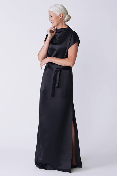 Maya Gown in Black With Center Back Invisible Zipper S / Black Maya Gown in Black With Center Back Invisible Zipper S / Black