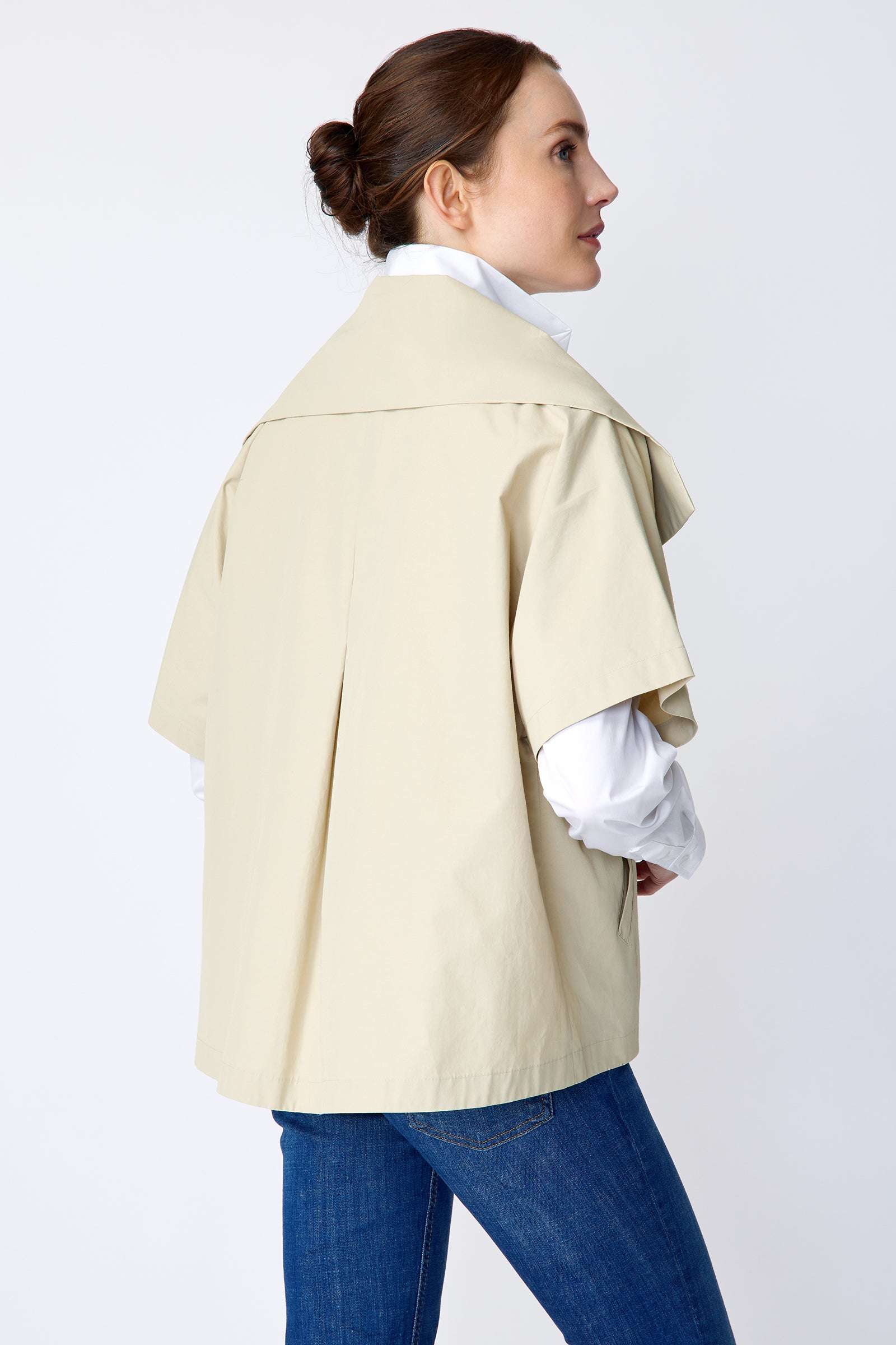 Kal Rieman Paris Jacket in Khaki Italian broadcloth On model back view