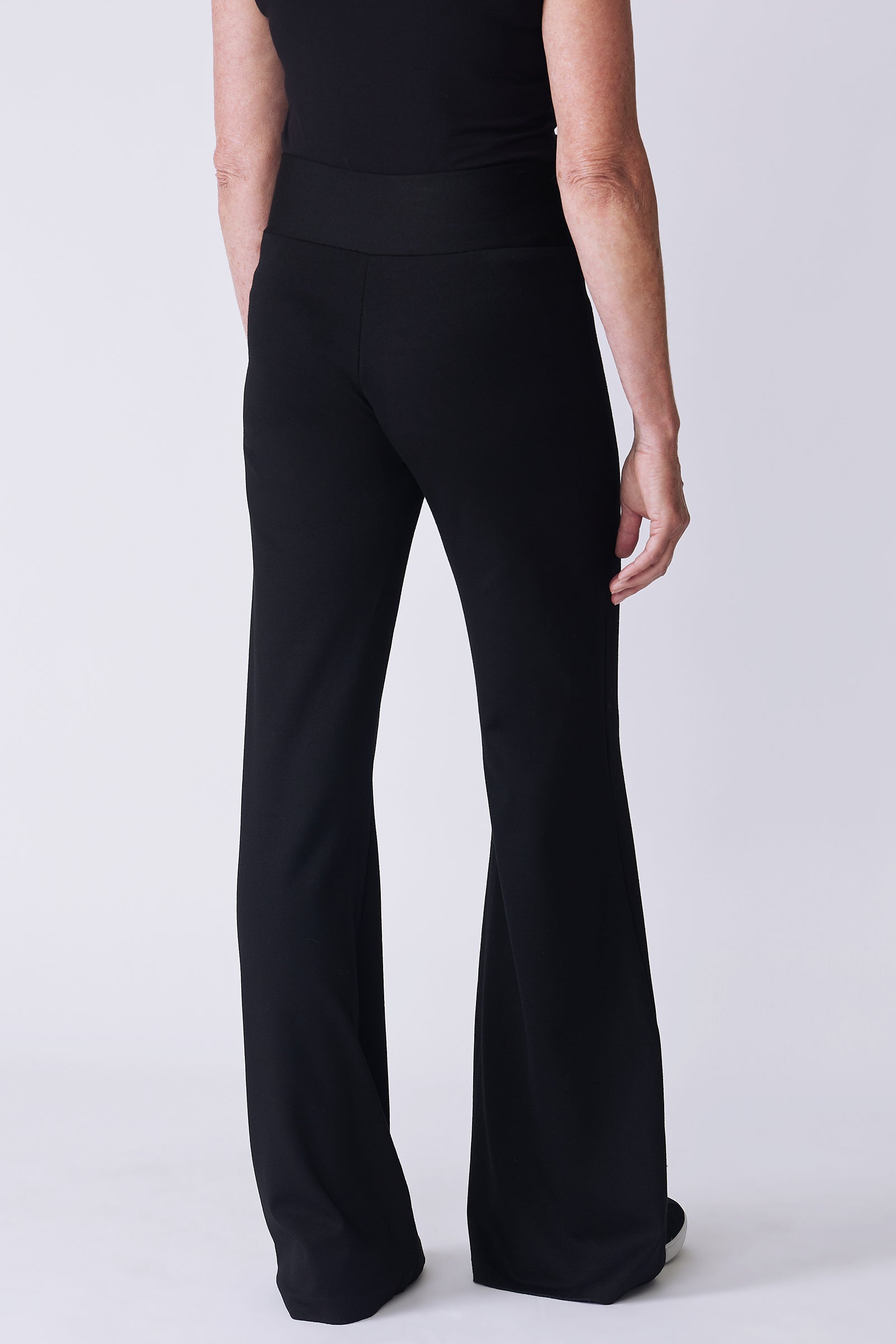 Kal Rieman Ponte Wide Leg in black on model back view