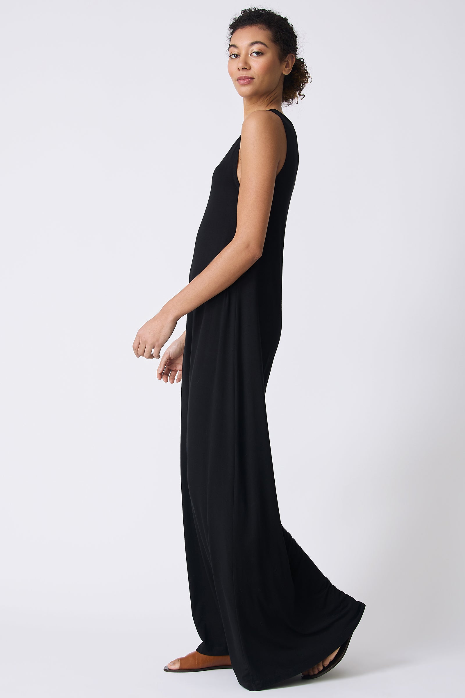Kal Rieman Sophia Maxi Dress in Black on model full side view