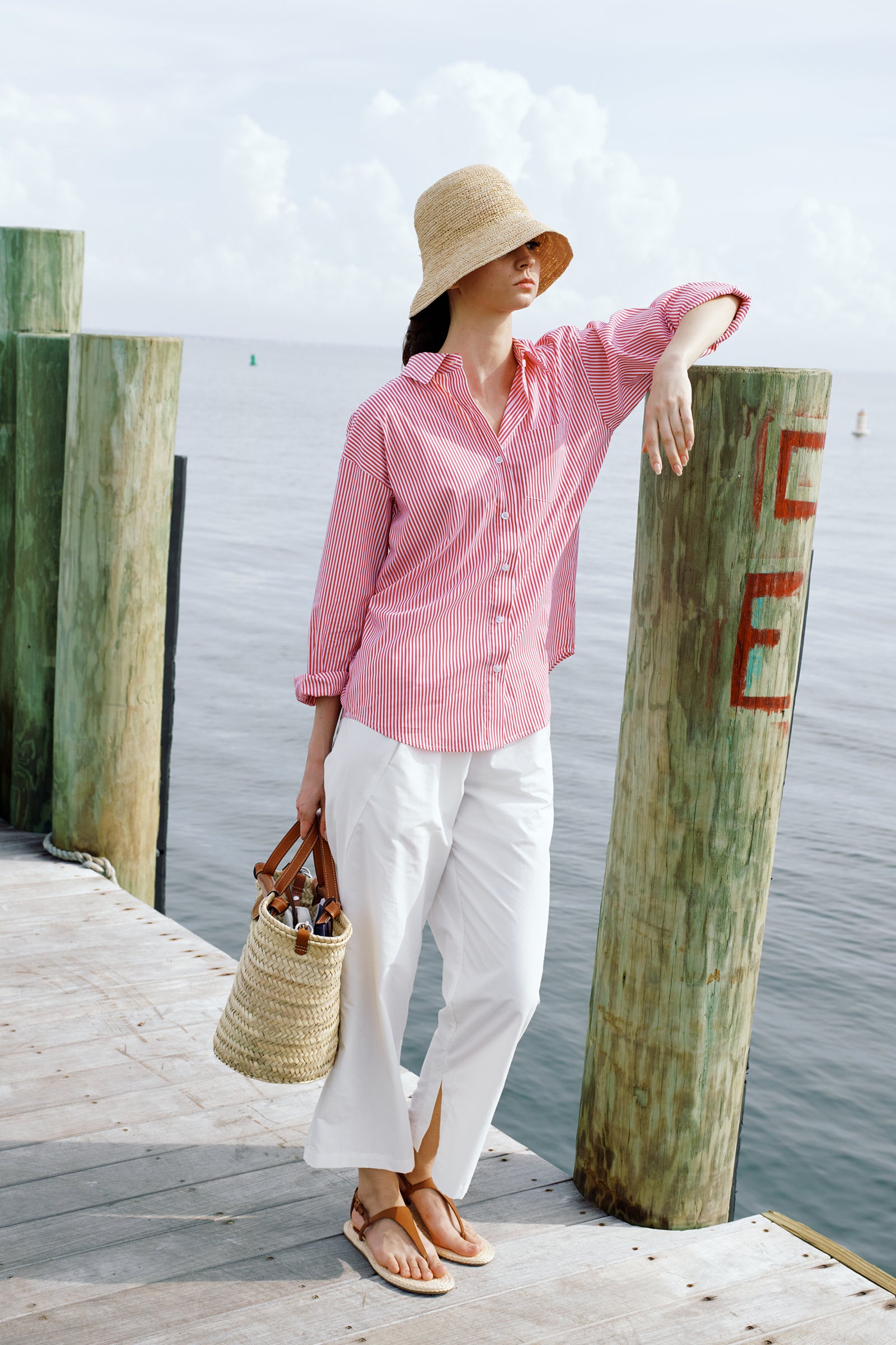 Kal Rieman Split Hem Capri in Ecru BroadCloth Lookbook image
