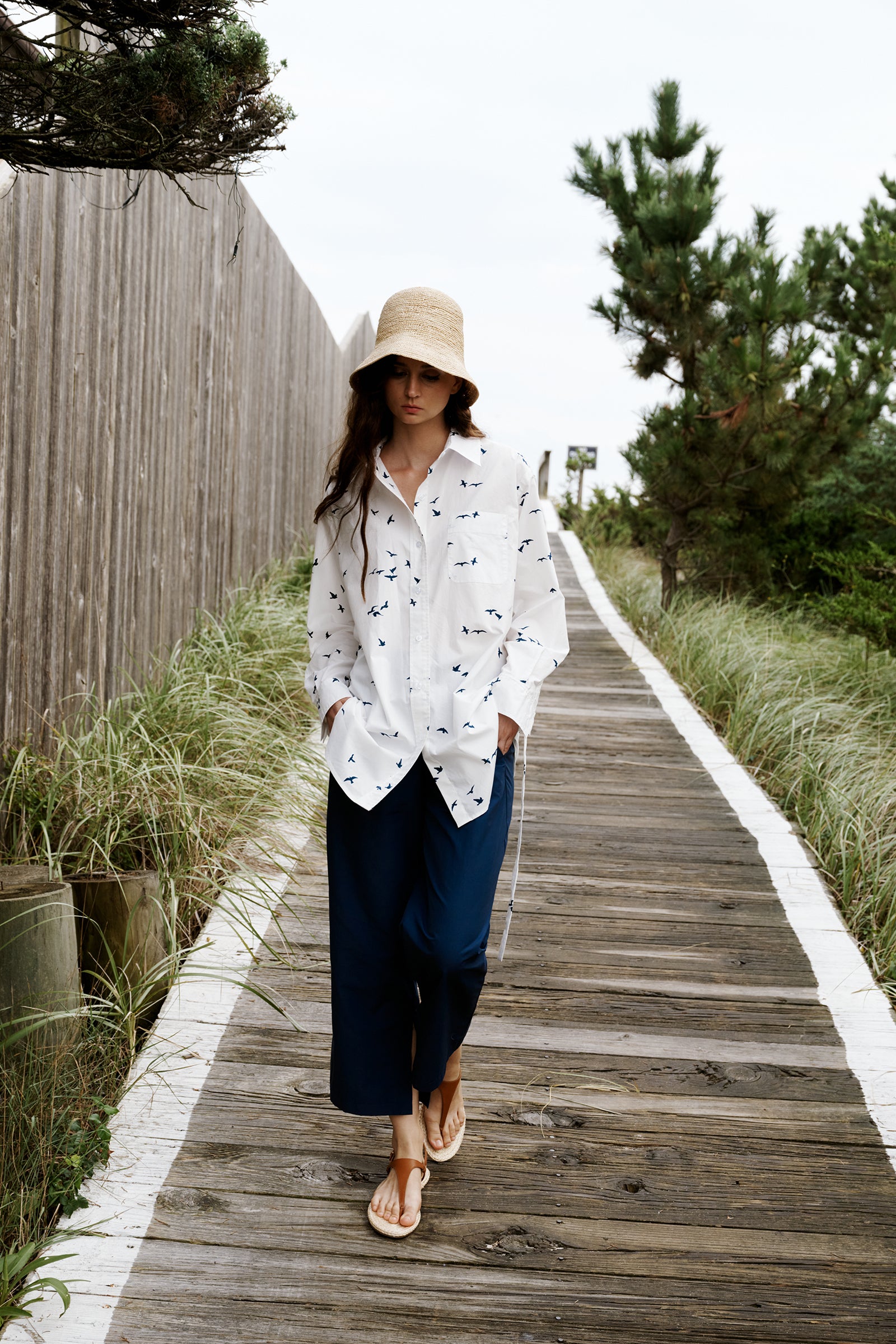 Kal Rieman Split Hemi Capri in Summer Navy on model lookbook image