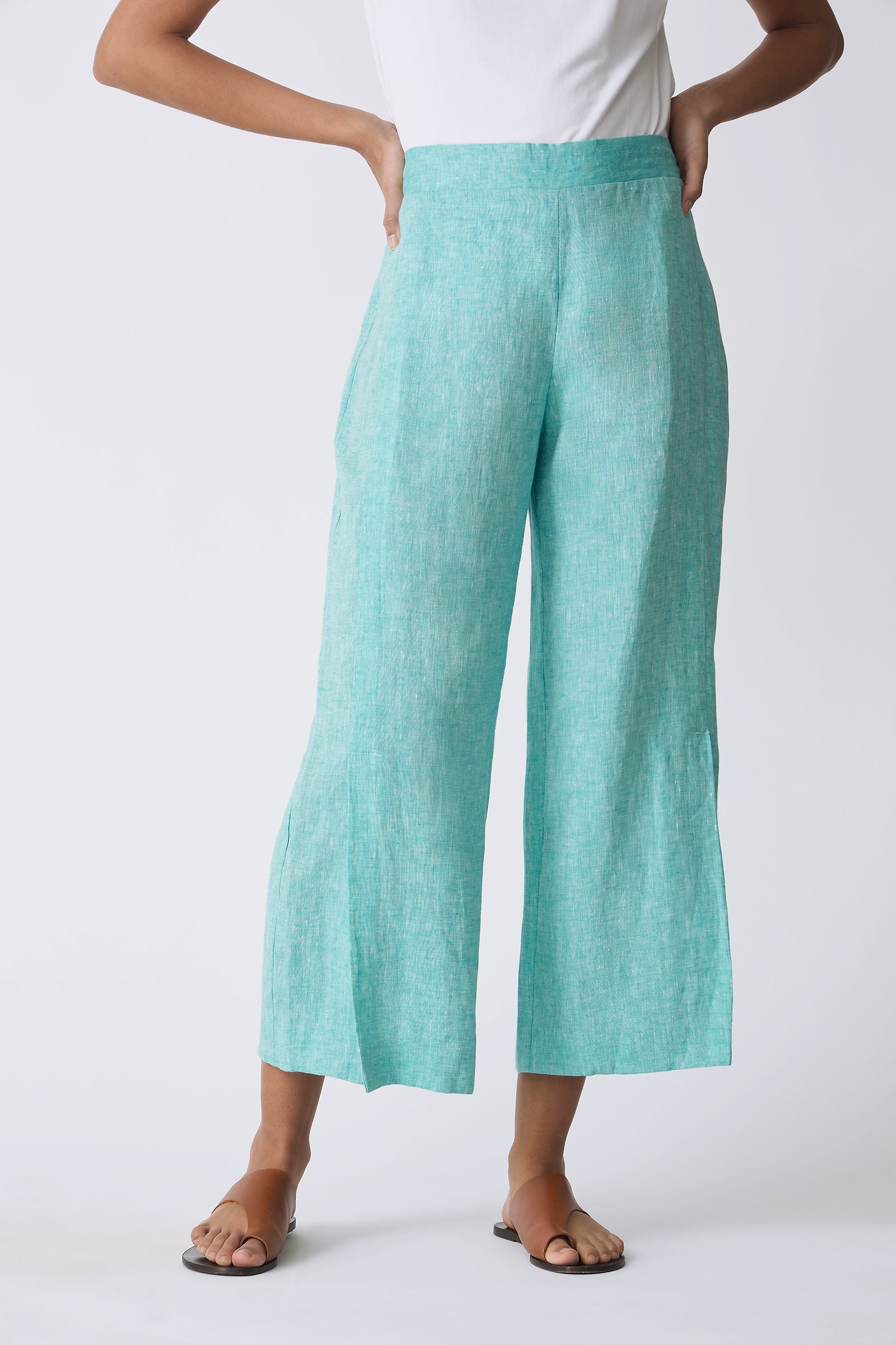 Kal Rieman Tami Side Kick Pant in Green on model front detail view