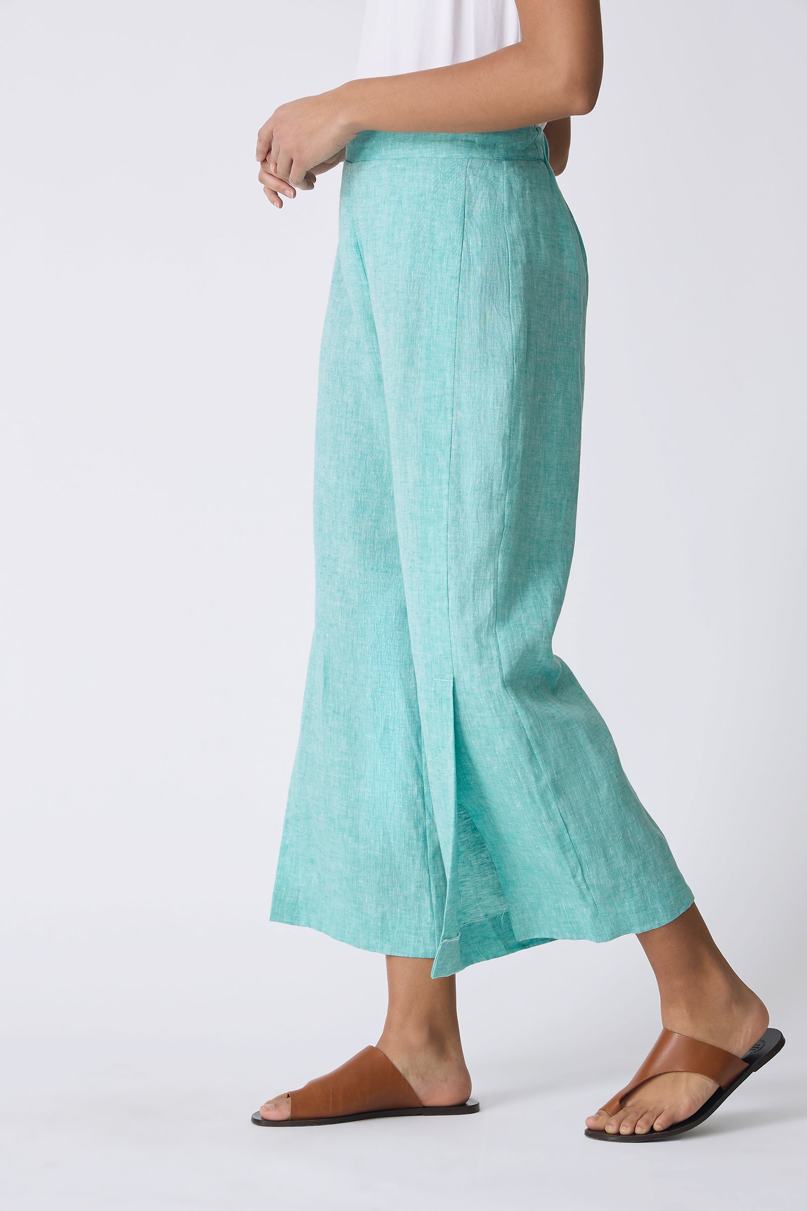 Kal Rieman Tami Side Kick Pant in Green on model walking side view