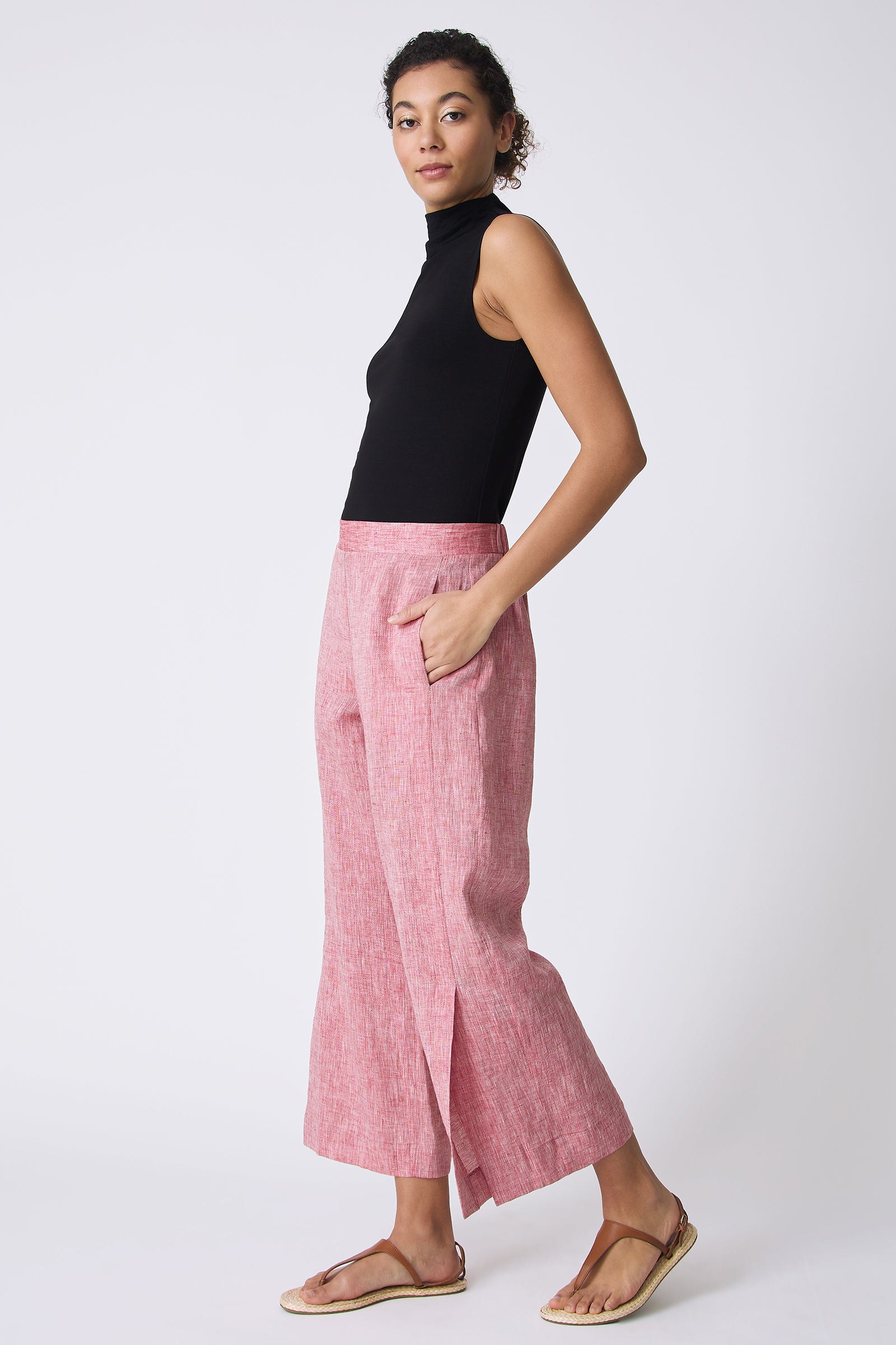 Kal Rieman Tami Side Kick Pant in Red on model full side view