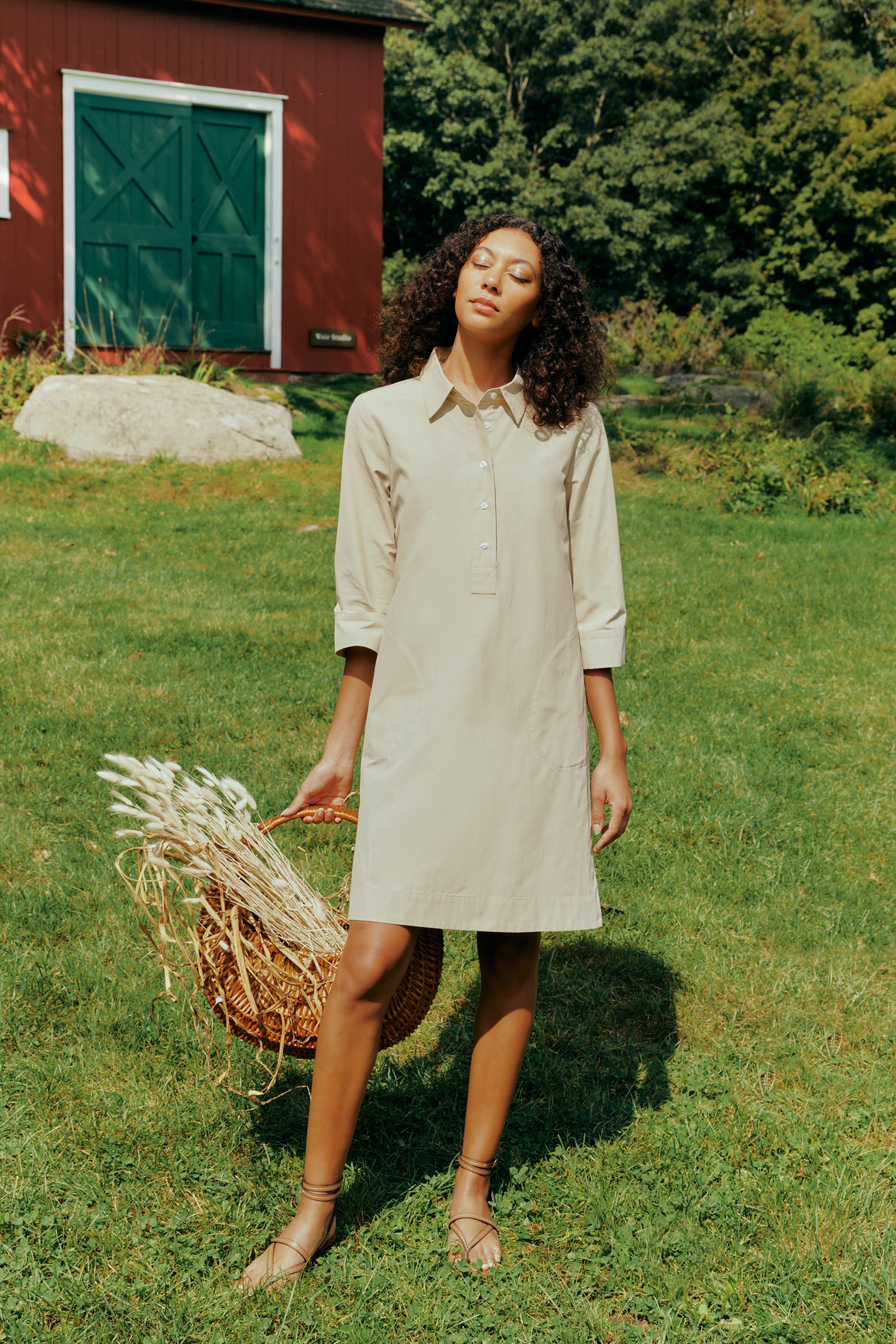Kal Rieman Rene Placket Dress in Sand LookBook Image