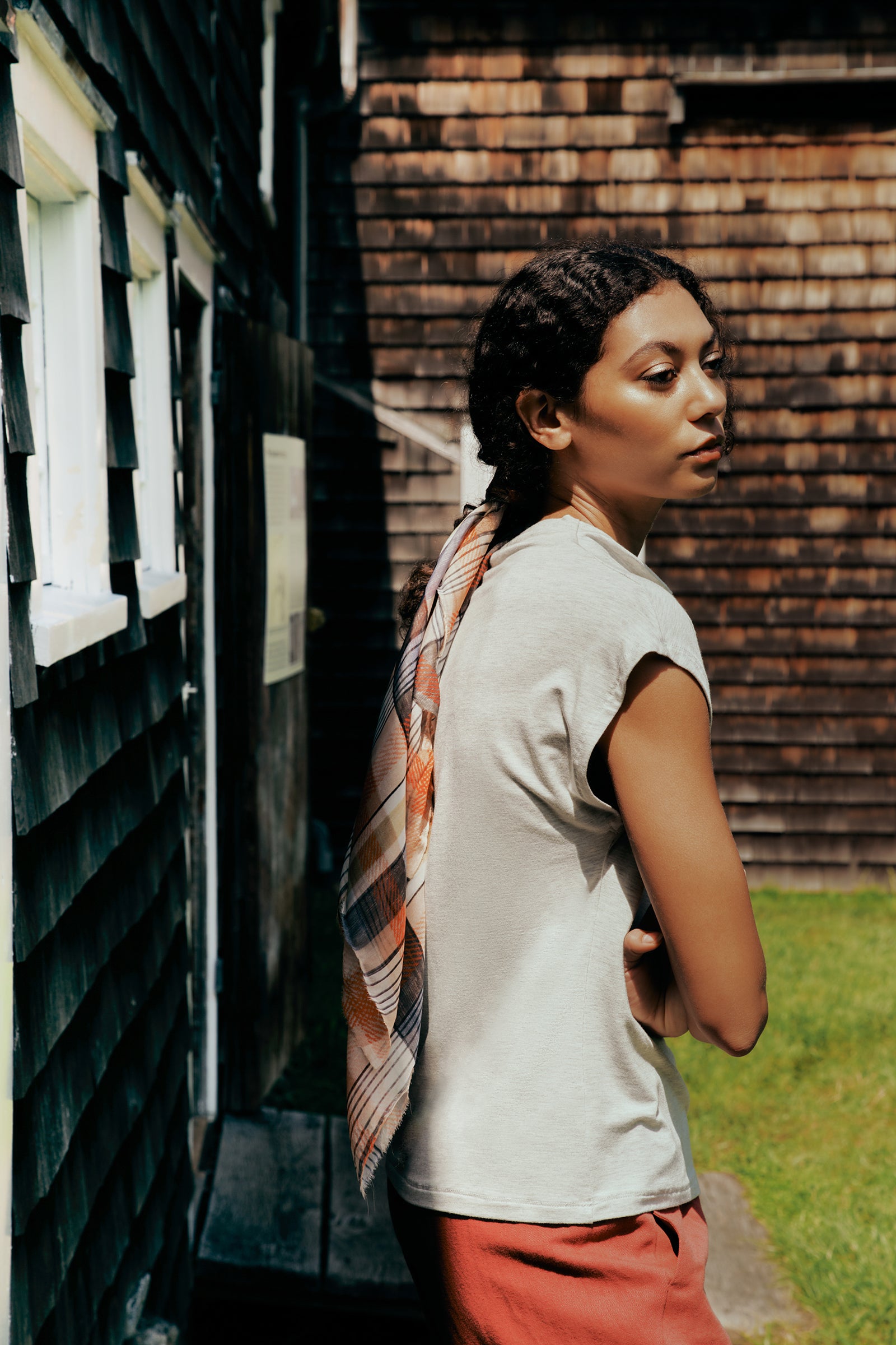 Kal Rieman Uma Cowl Tee in Oatmeal LookBook image