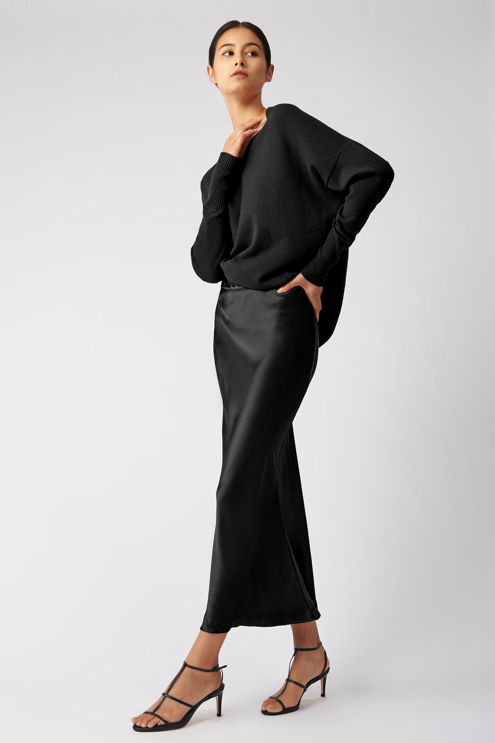 kal rieman bias skirt black front full 2