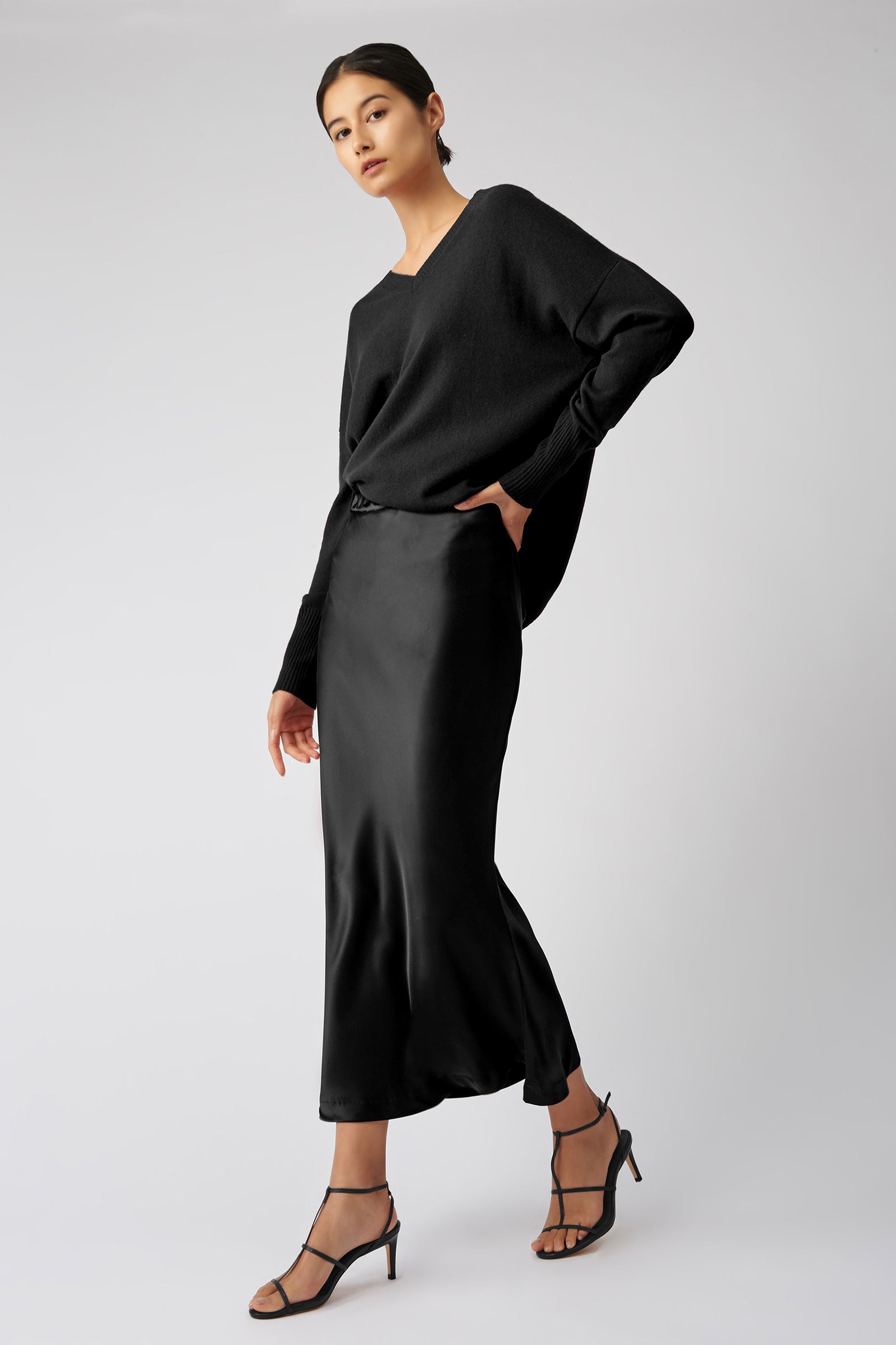 kal rieman bias skirt black front full
