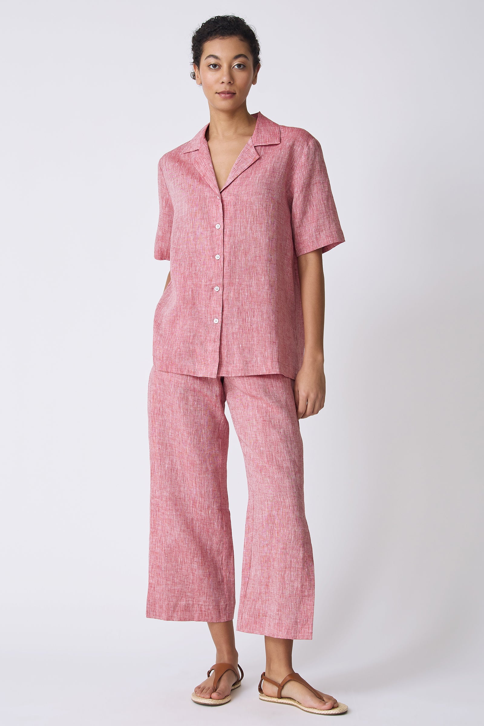 Kal Rieman Vacation Shirt in Red on model full front view
