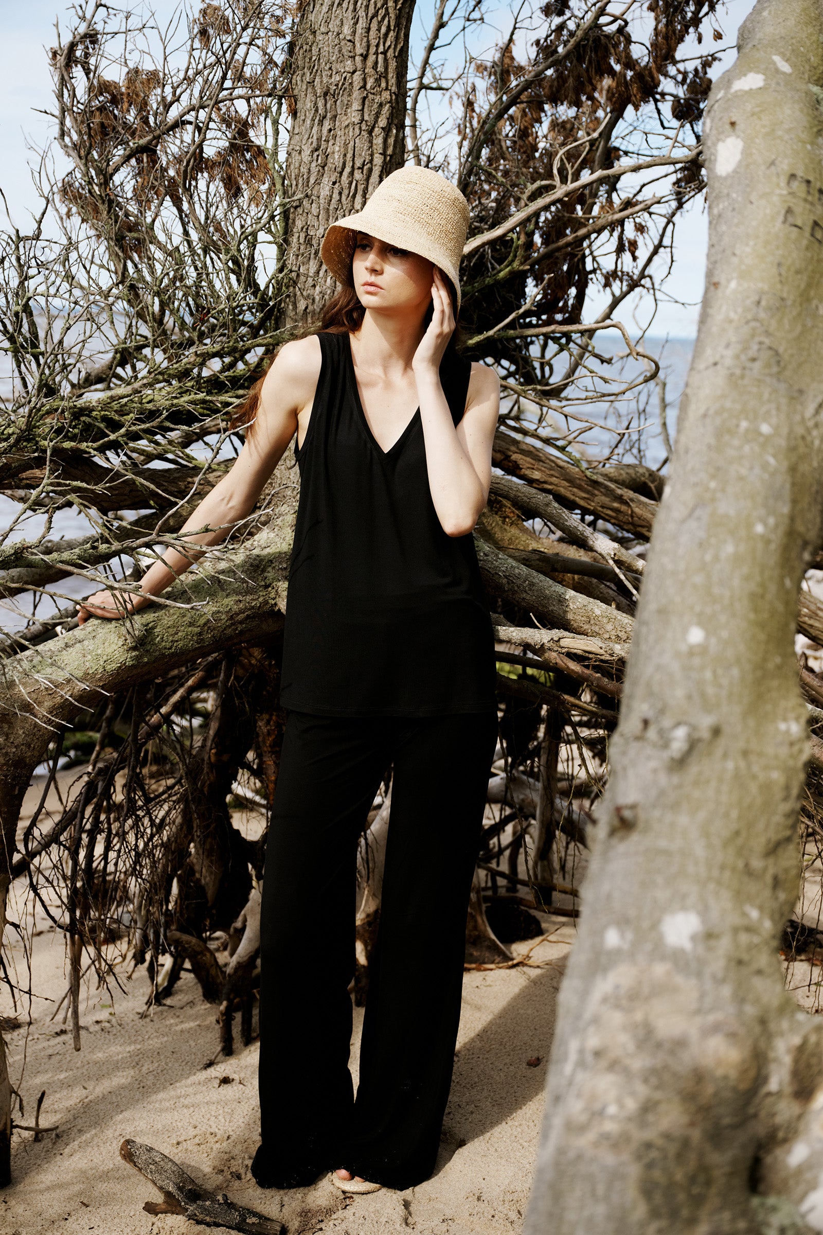 Kal Rieman Alina Tank in Black on model lookbook image new