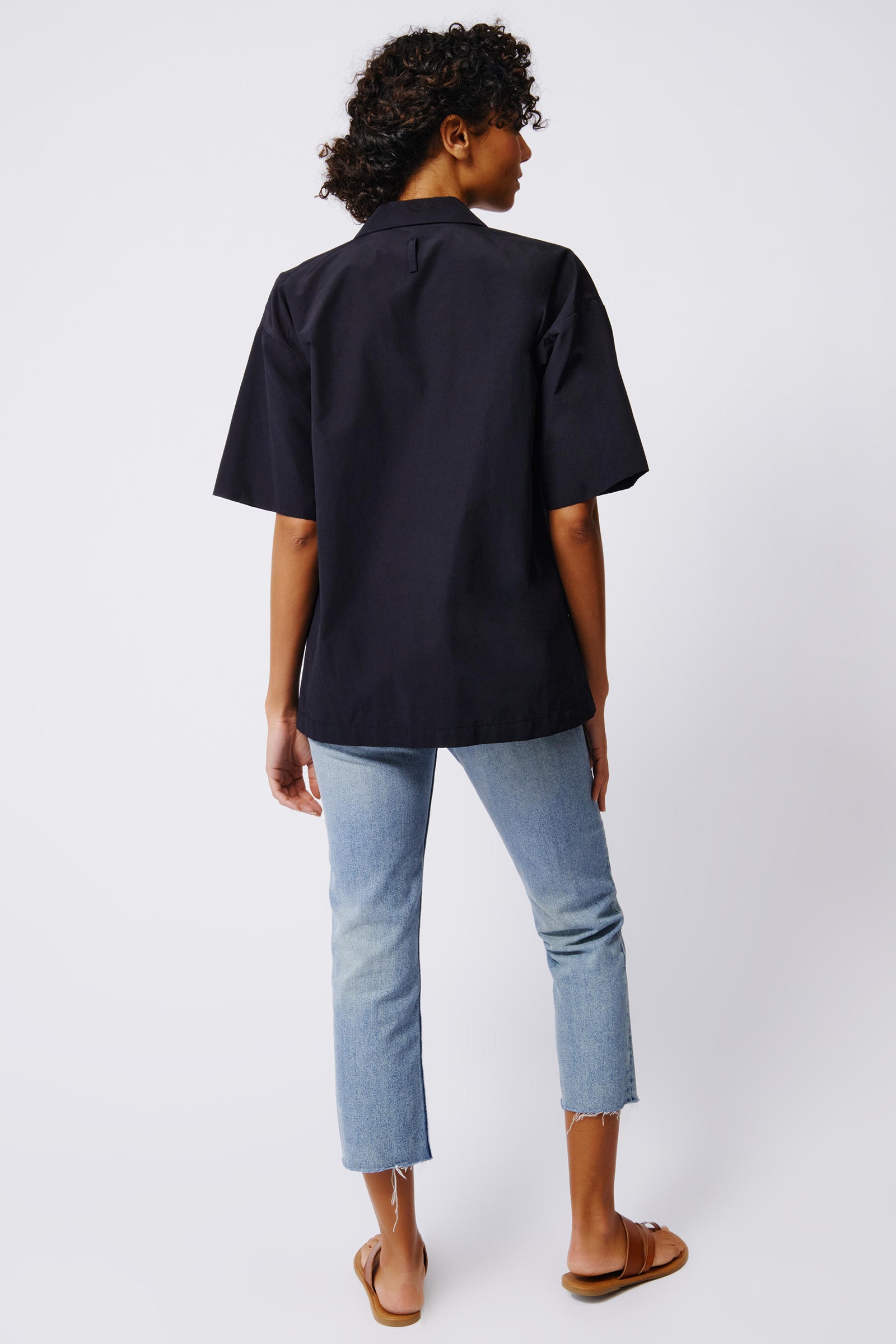 Kal Rieman Hudson Shirt Jacket in Black on Model Back Full View