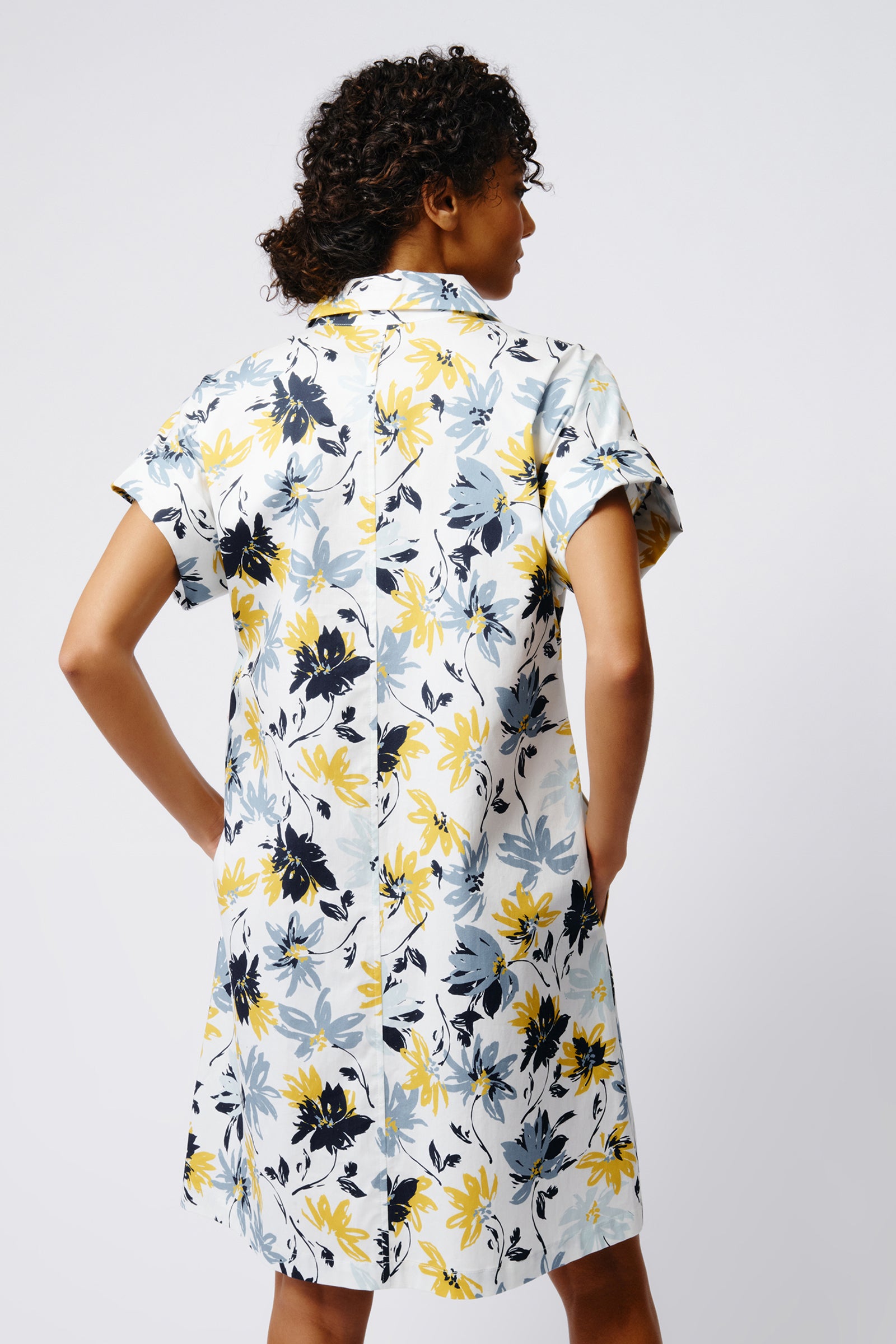 Kal Rieman Kimono Dress in Seafoam Floral on Model Back View Crop