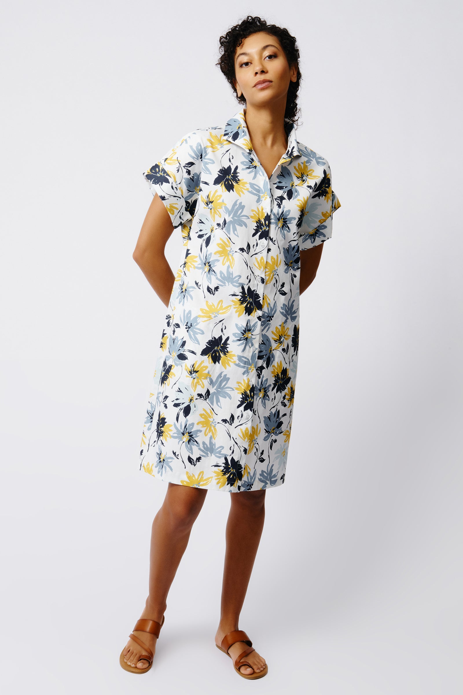 Kal Rieman Kimono Dress in Seafoam Floral on Model Full Front View
