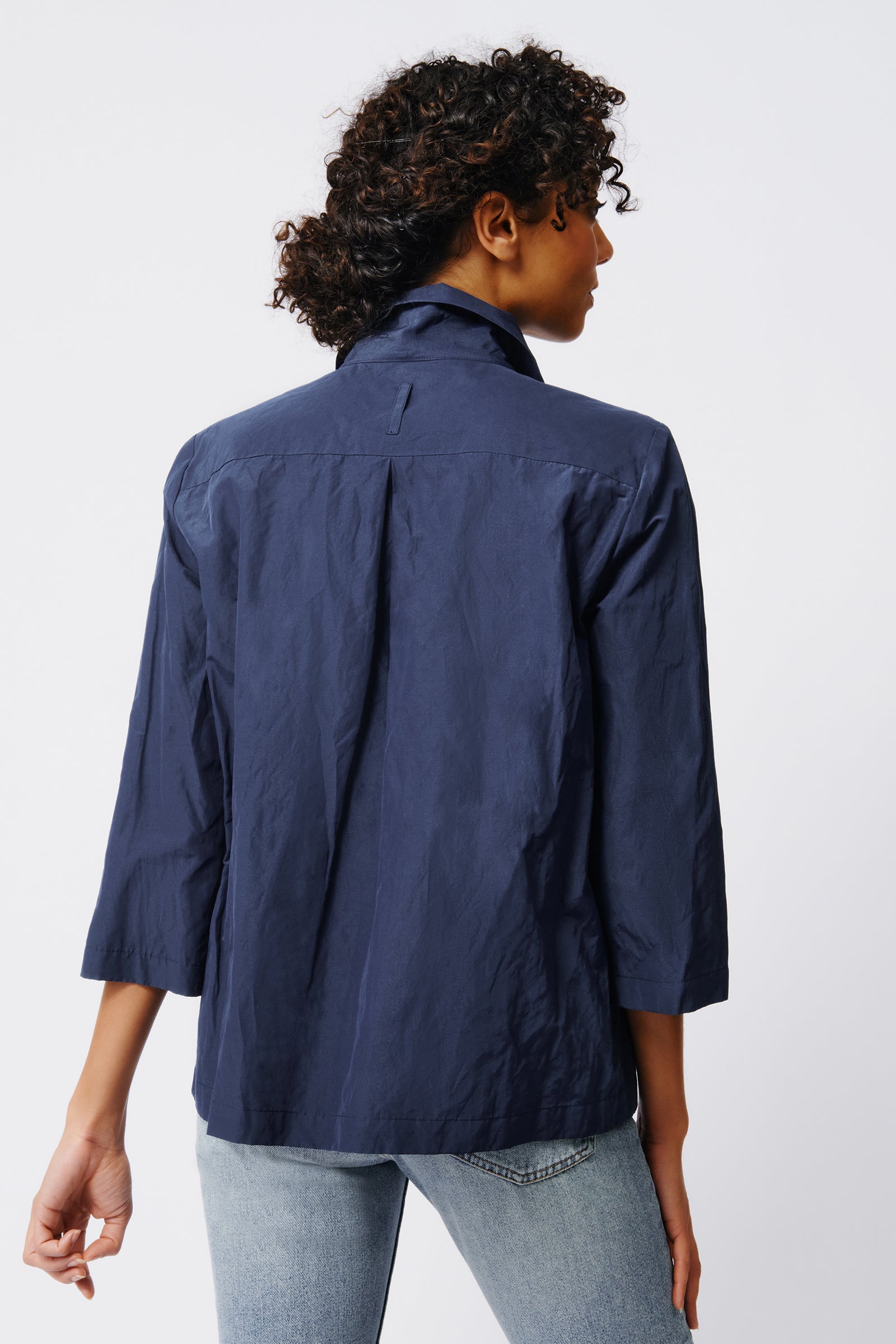 Kal Rieman 3/4 Sleeve Ginna in Navy on Model Back View Crop