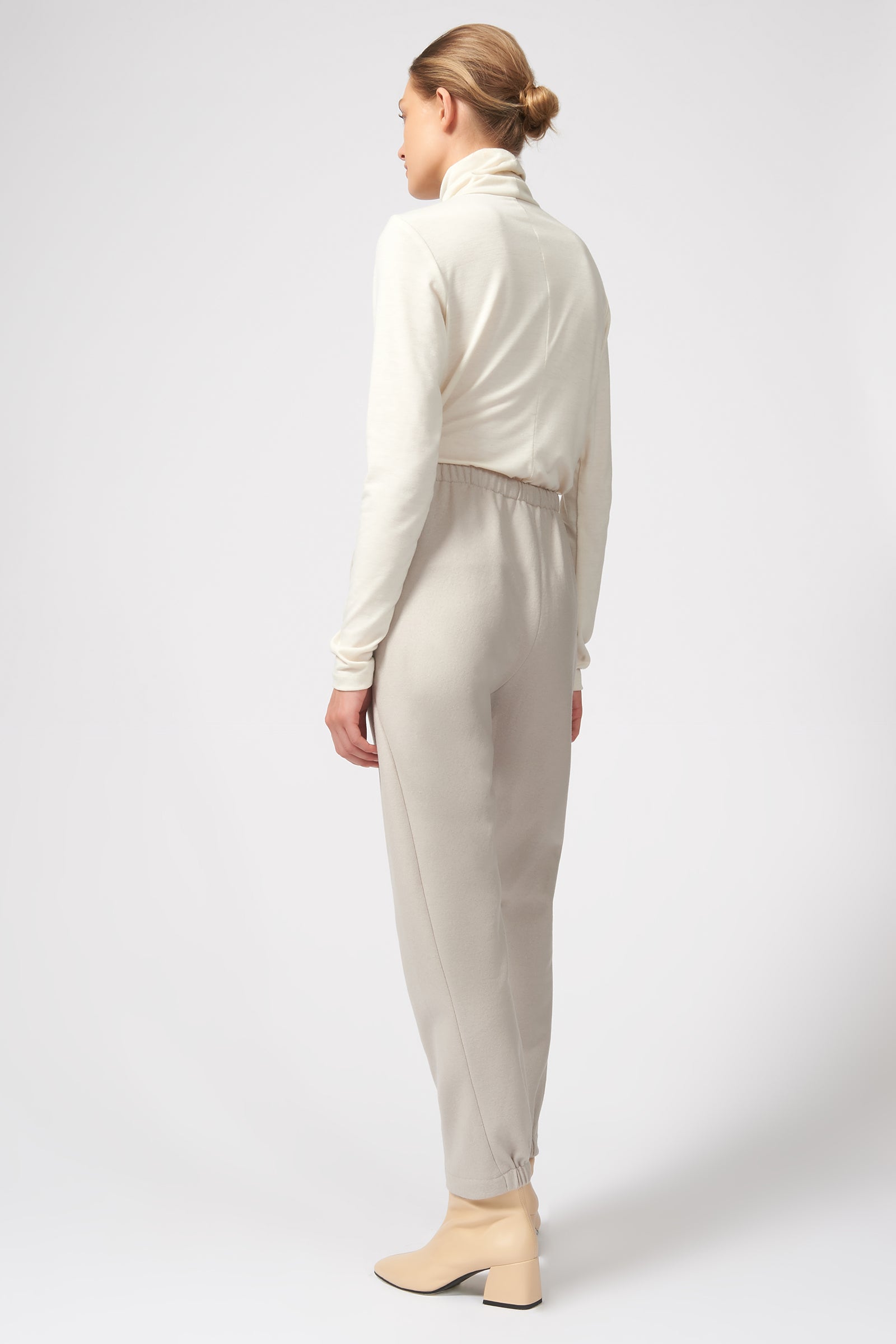 Kal Rieman Felted Jersey Angle Seam Jogger in Mink on Model Full Back View