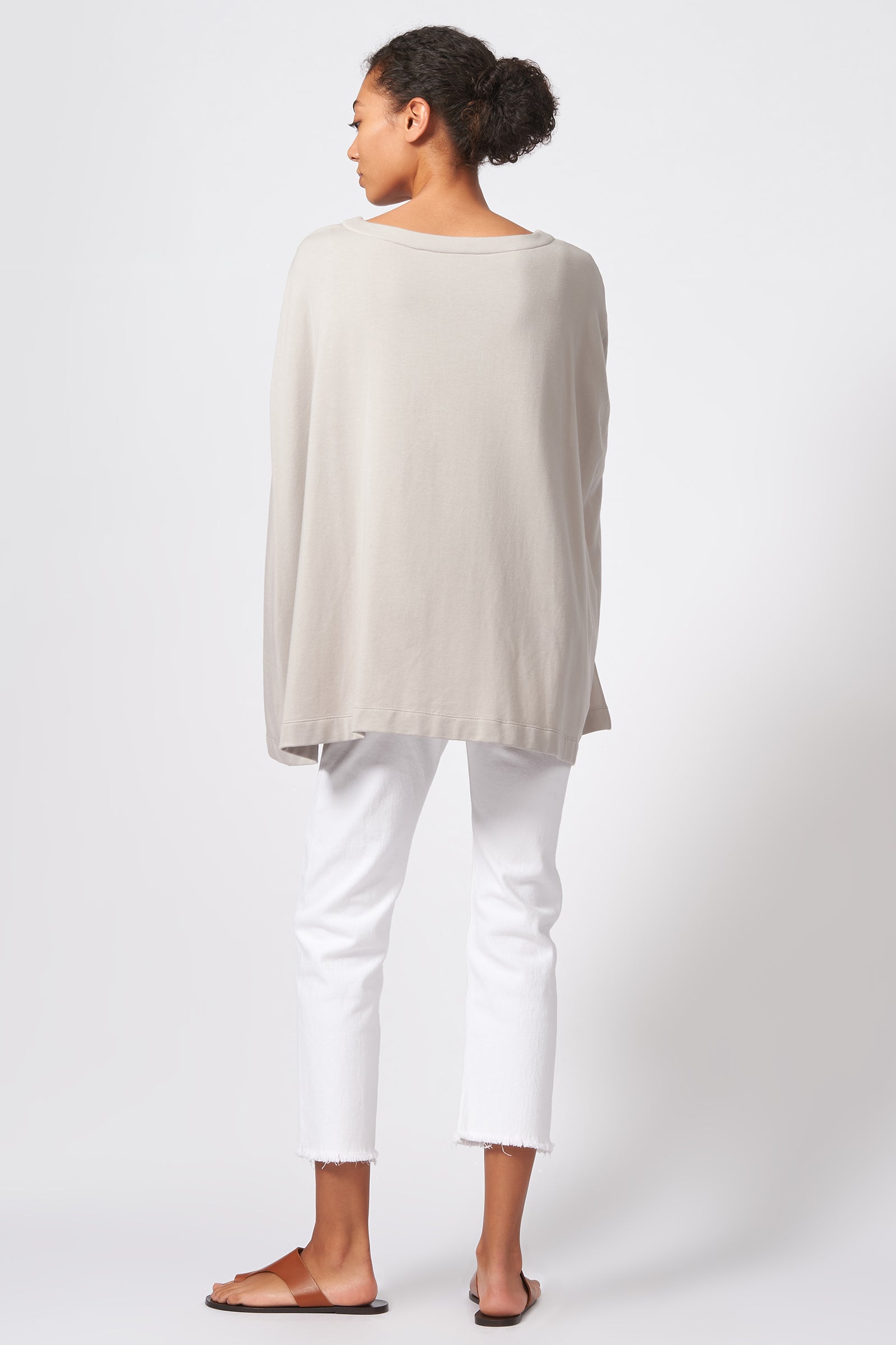 Kal Rieman Cape Sweatshirt in Khaki on Model Front View