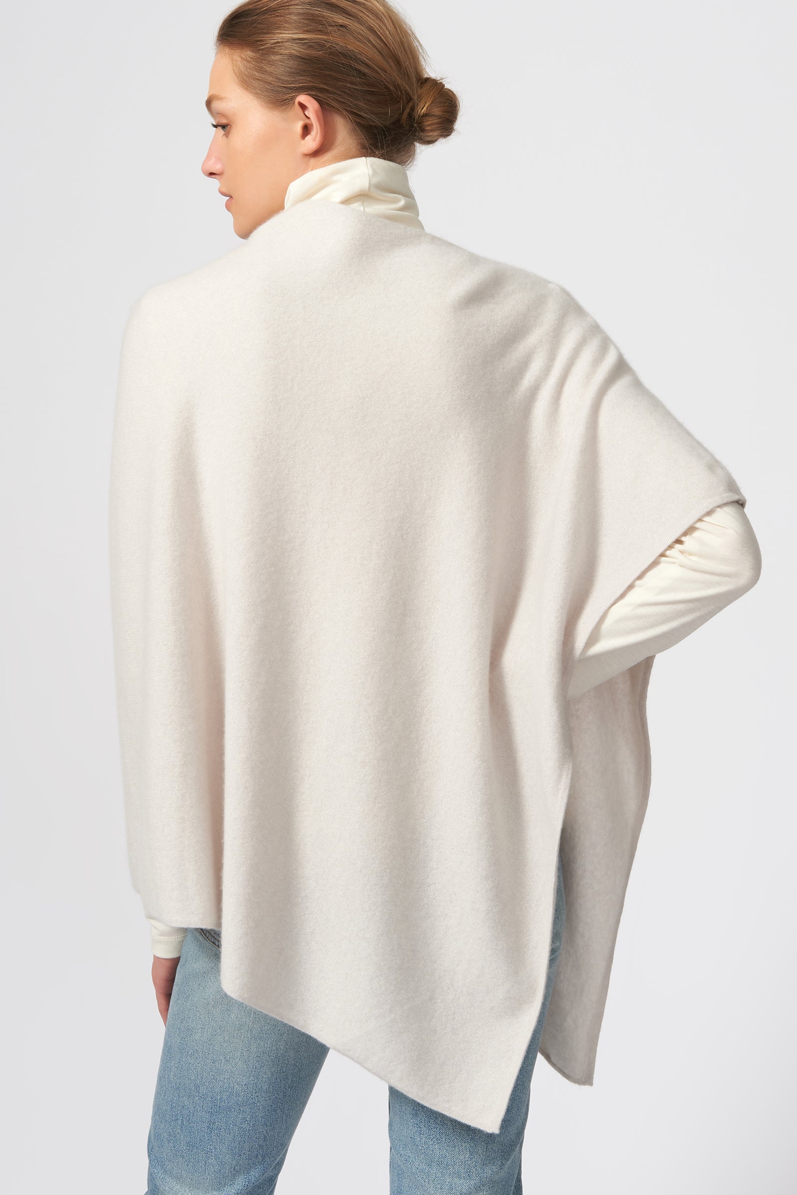 Kal Rieman Cashmere Poncho in Haze on Model Back View